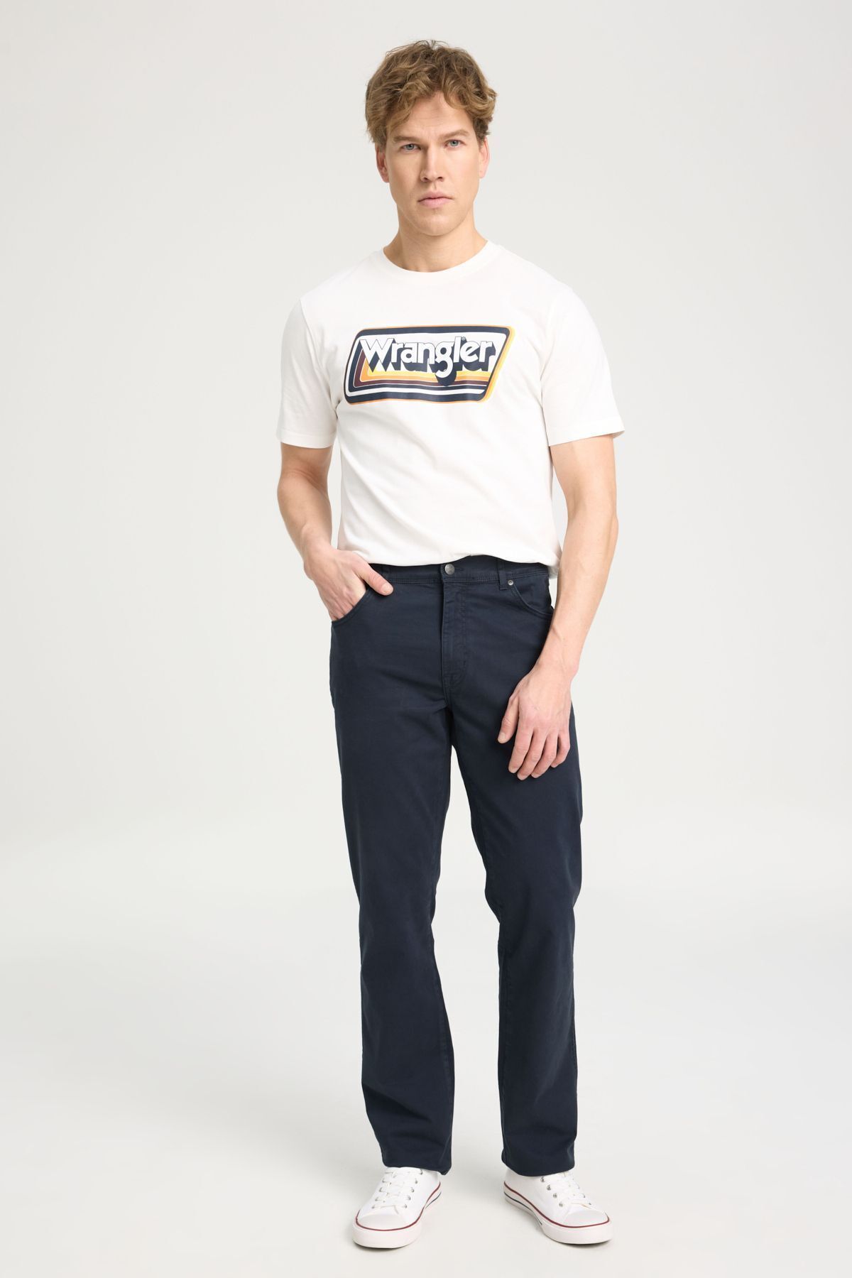 شلوار جین آبی مردانه Flash Straight Cuting Normal Bel Texas Navy Blue Pants قابل انعطاف Wrangler