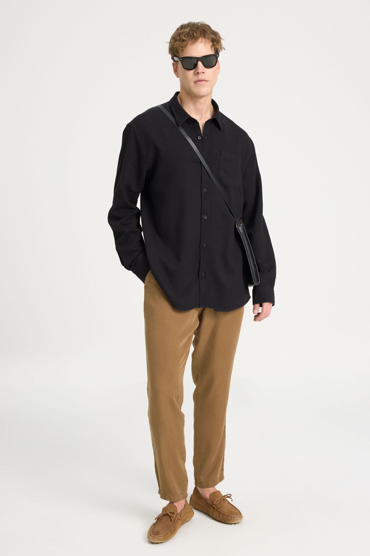 پیراهن / بلوز دکمه دار مشکی مردانه برش روزمره 100 ٪ پنبه Wrangler