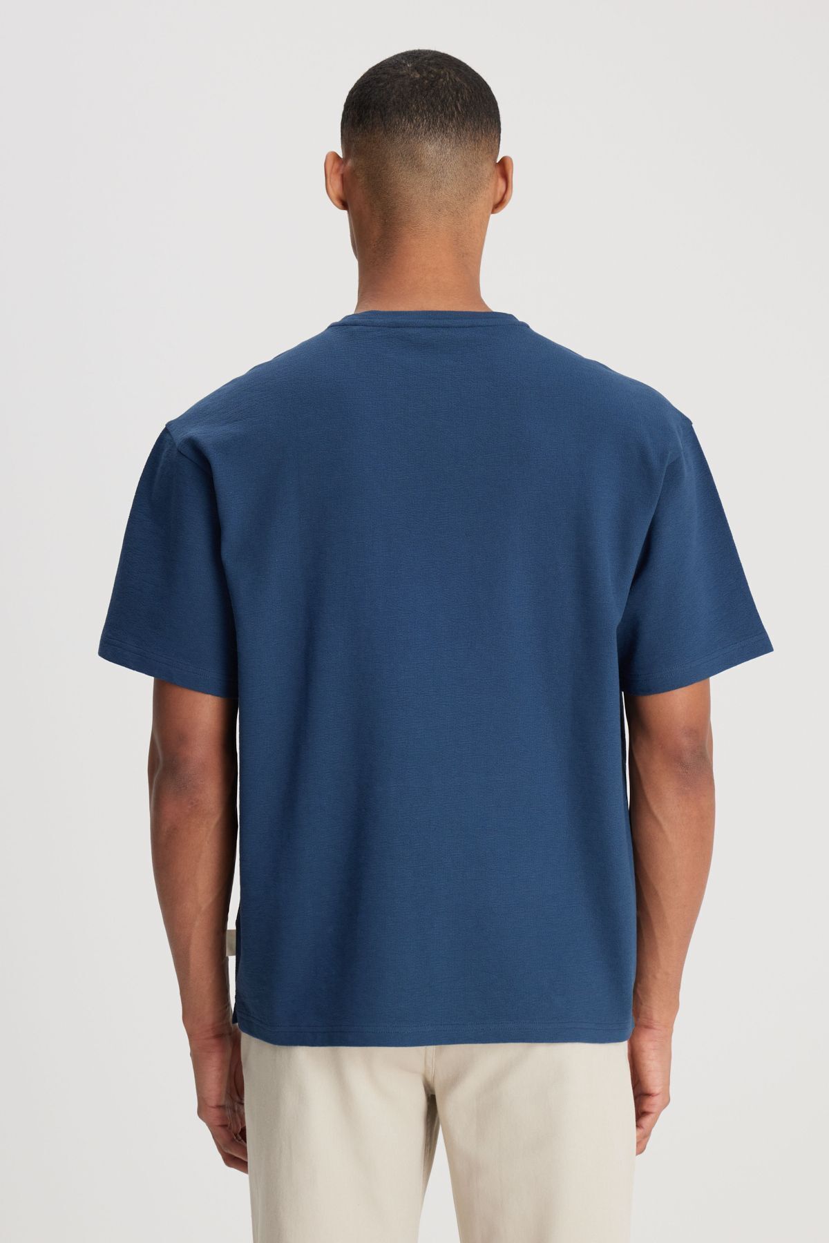 تی شرت آبی مردانه یقه دوچرخه برش راحت و 100 ٪ پنبه T shirt Lee