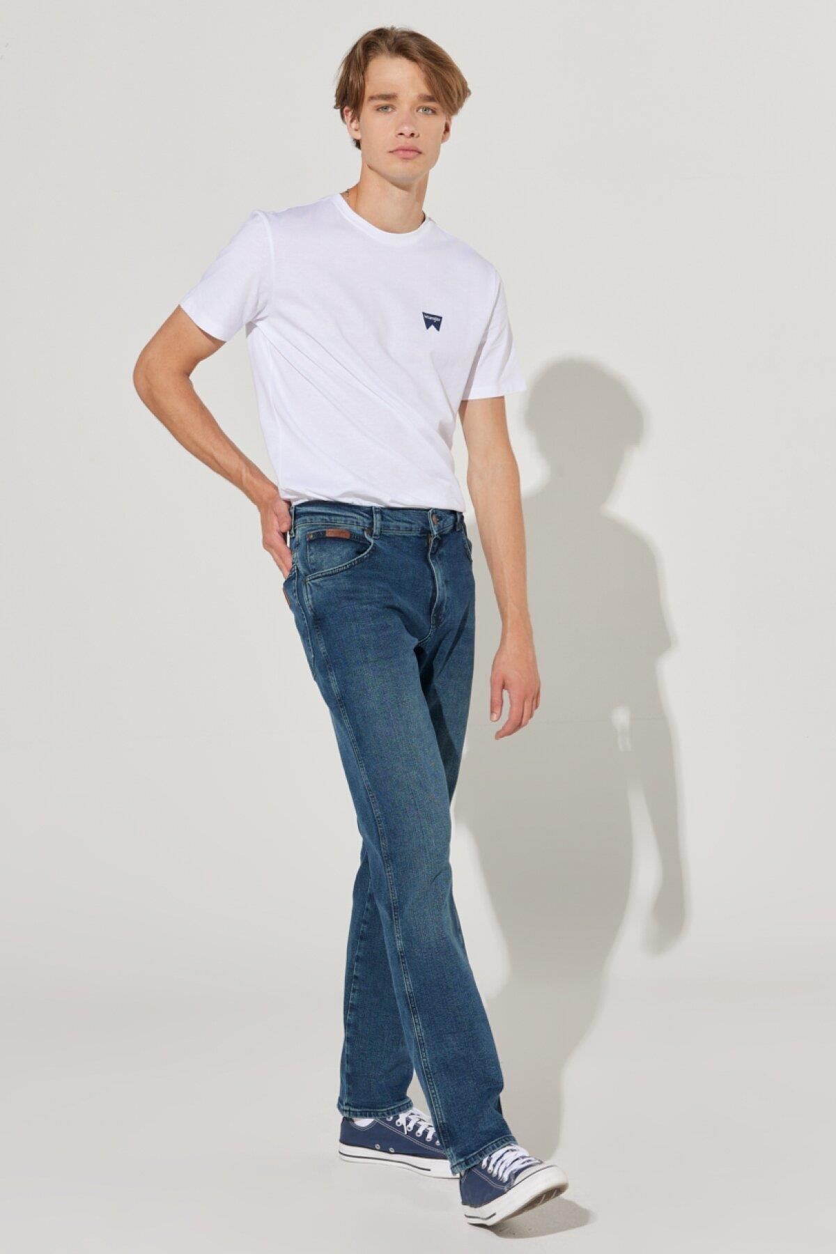 WRANGLER-بنطلون جينز نحيف من تكساس باللون الأزرق المتوسط 6