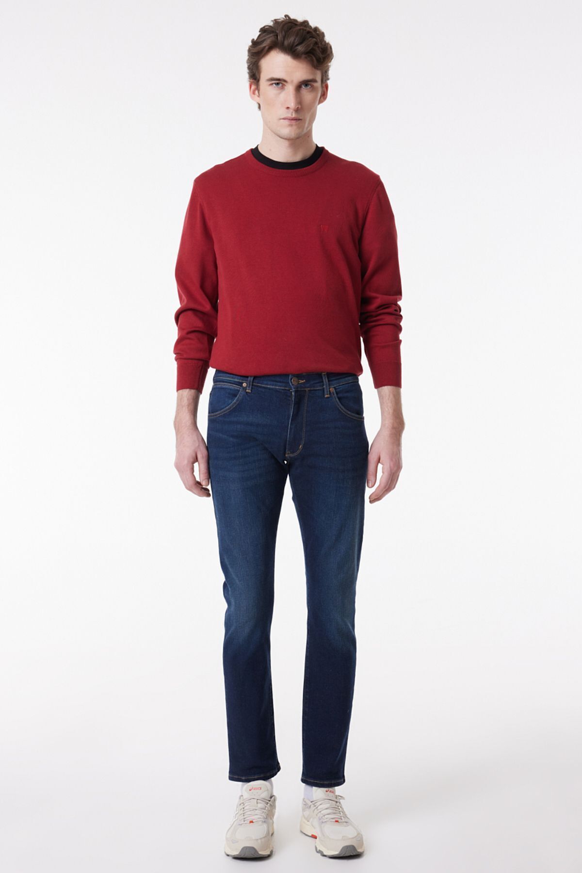 شلوار جین آبی مردانه LARSTON SLIM FIT BRAT BARD کمر کم باریک و انعطاف پذیر Wrangler