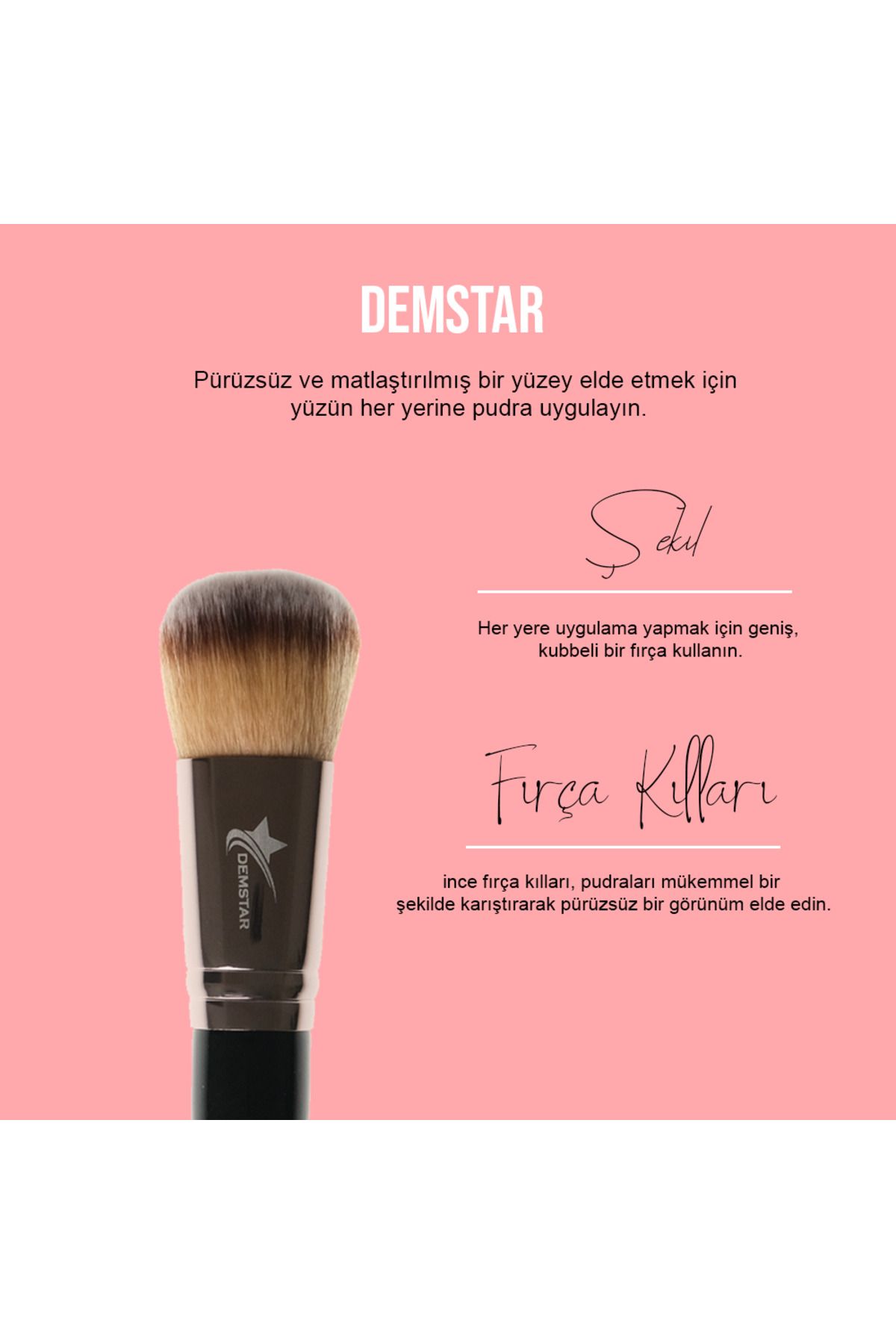 برس آرایشی حرفه ای سری High End High Grip Foundation و Blush Makeup Brush No:1 Demstar