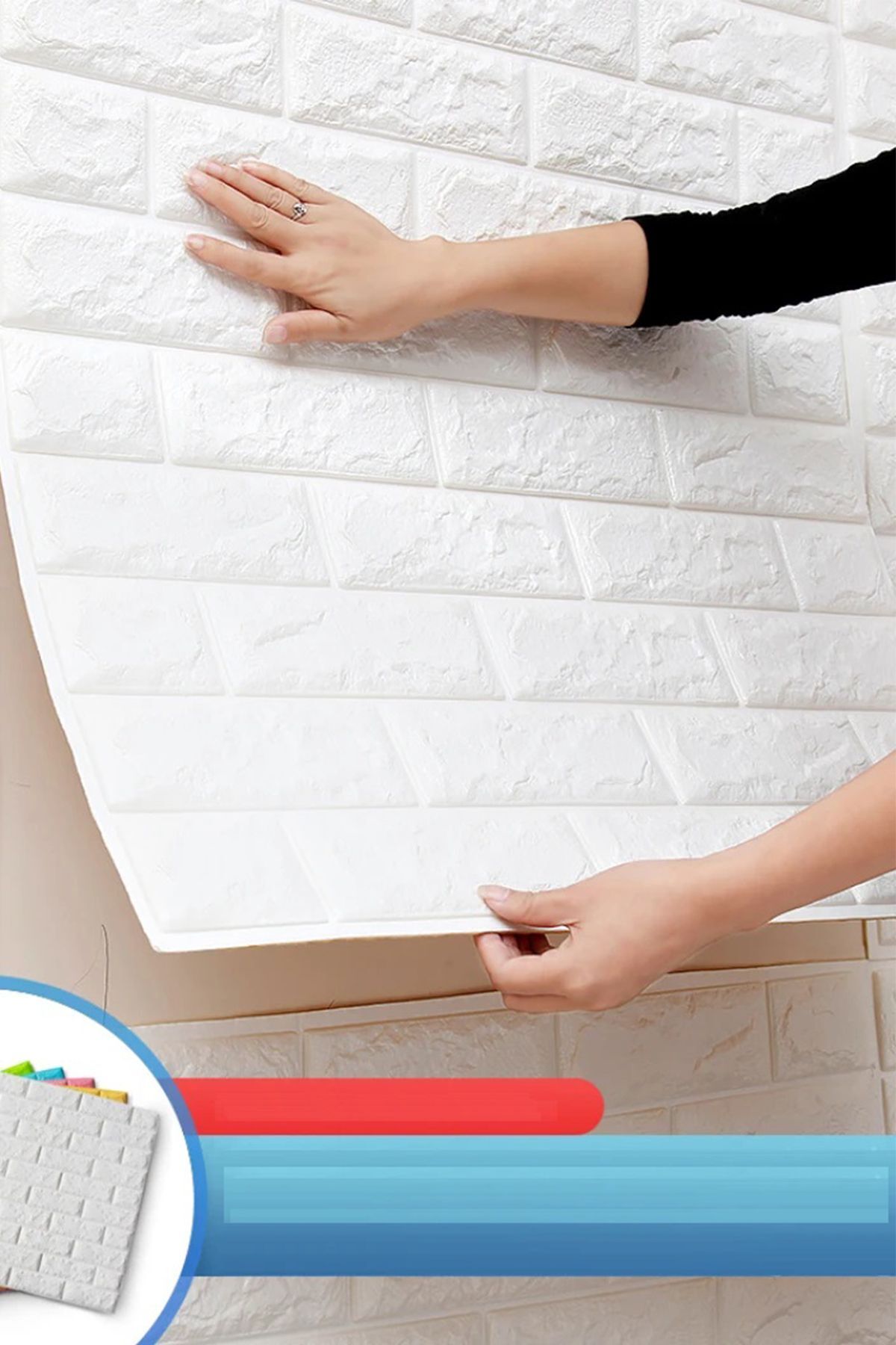 50 X 30 Cm 0,17 M² Kendinden Yapışkanlı Duvar Kağıdı Esnek Köpük Paneli 3d Boyutlu Tuğla Desen Beyaz