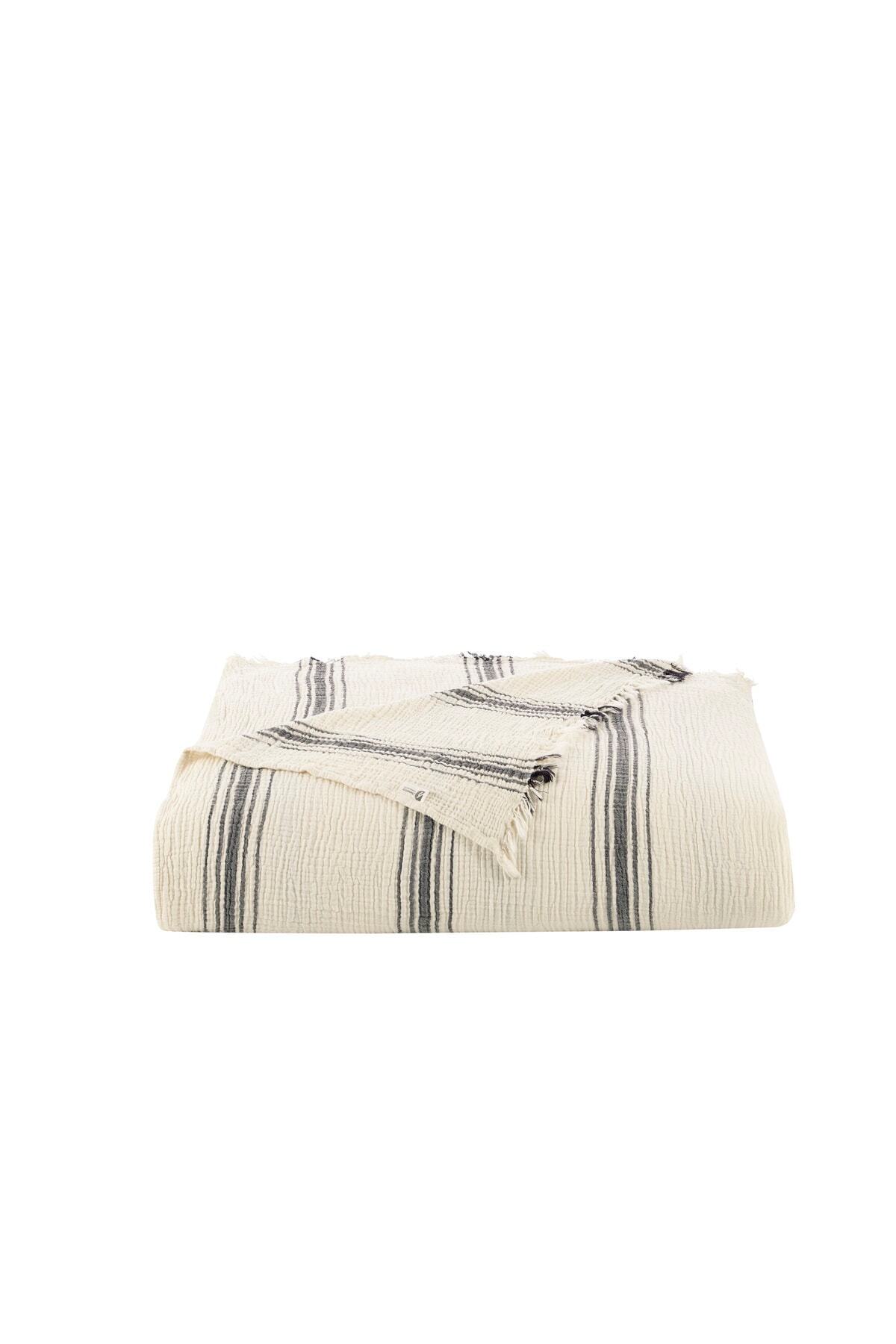 destinyhometex Bej Bohem Desenli Naturel 4 Katlı Muslin %100 Pamuk Tek Kişillik Yatak Örtüsü/Pike 160x240cm