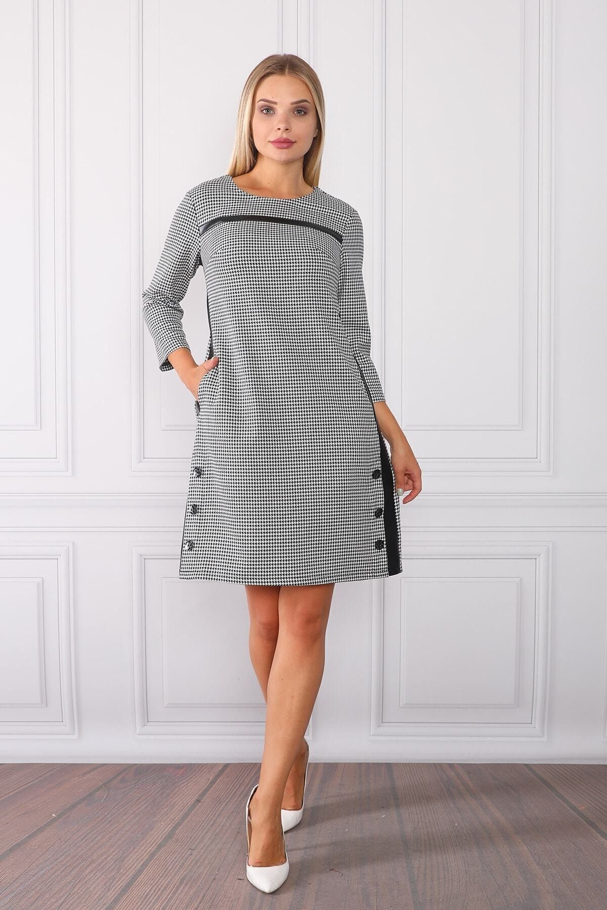 Element's-Women's Striped and Leather Detailed Dress 4