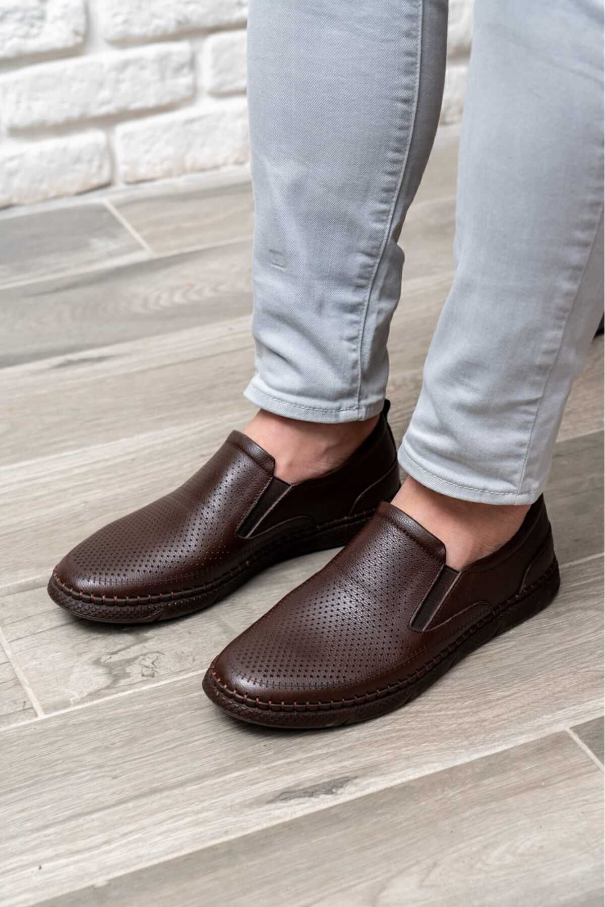 D&M DANİ&MARCA Erkek Hakiki Deri Ayakkabı, Günlük Ayakkabı, Yazlık Ayakkabı , Loafer Ayakkabı Kahve görsel 3