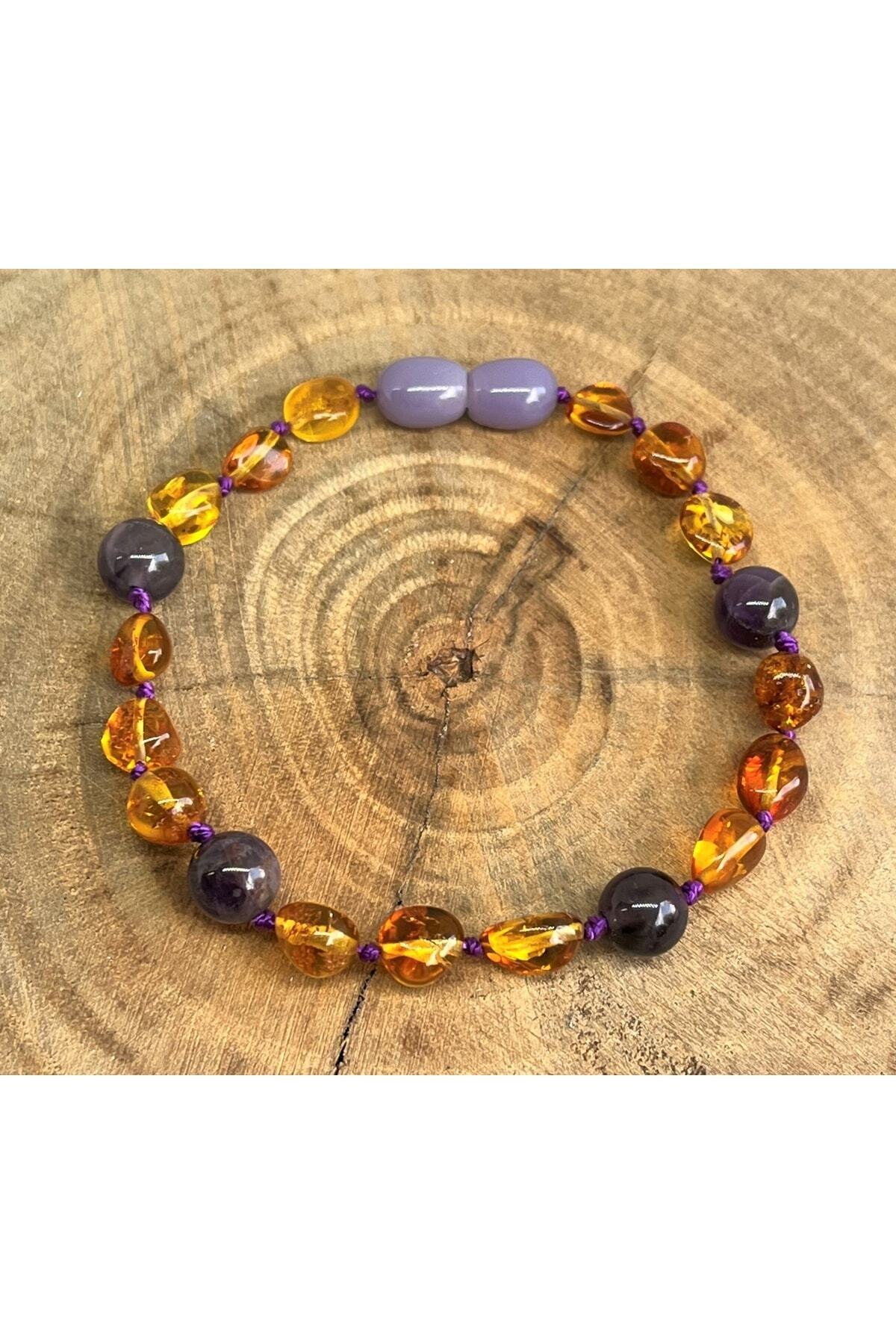 Kotryna Damla Kehribar Ametist Yetişkin Bileklik