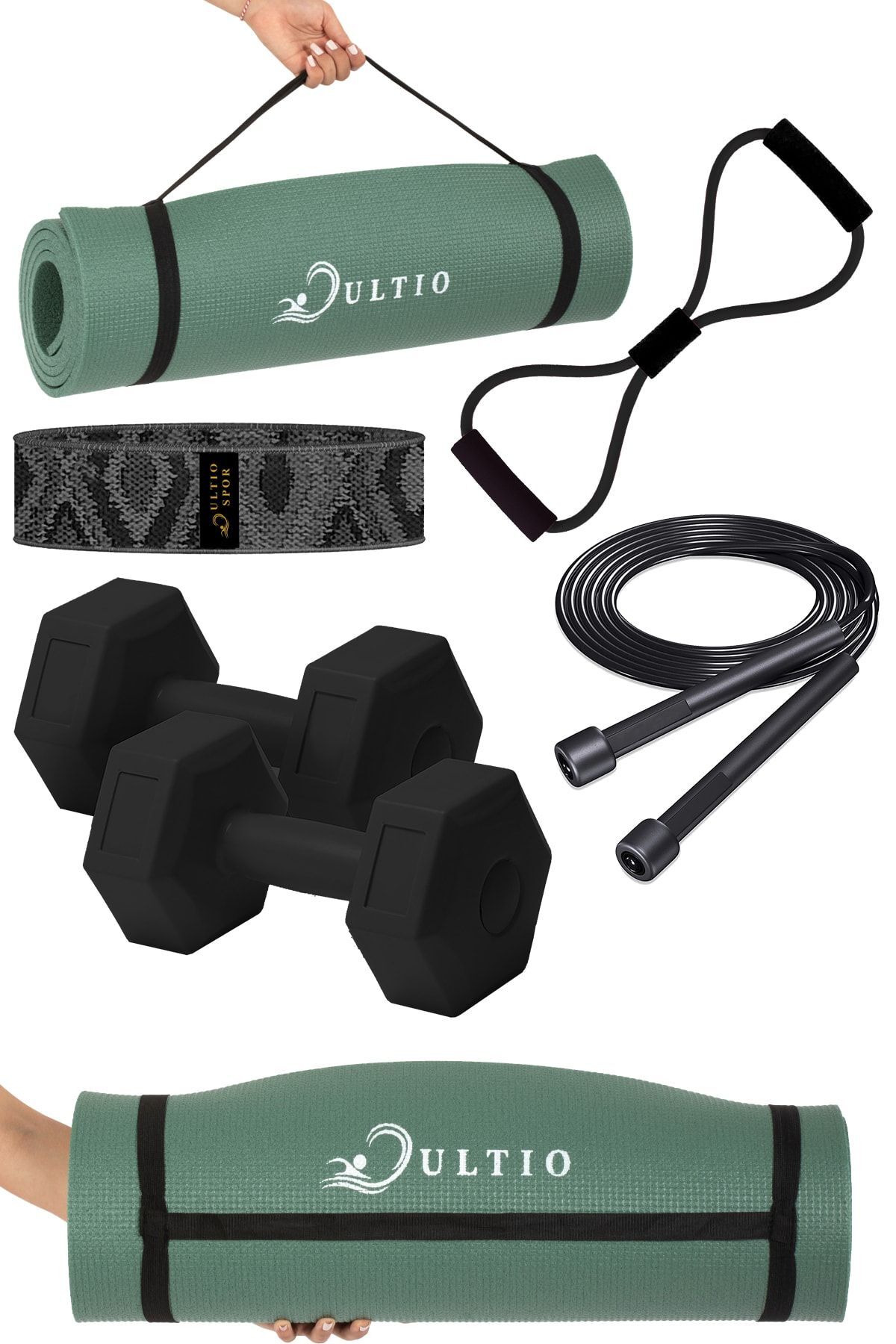 Great Pilates Set with 10 Mm Pilates Cushion Fitness Dumbbell Pilates Rubber Atlapa Rope