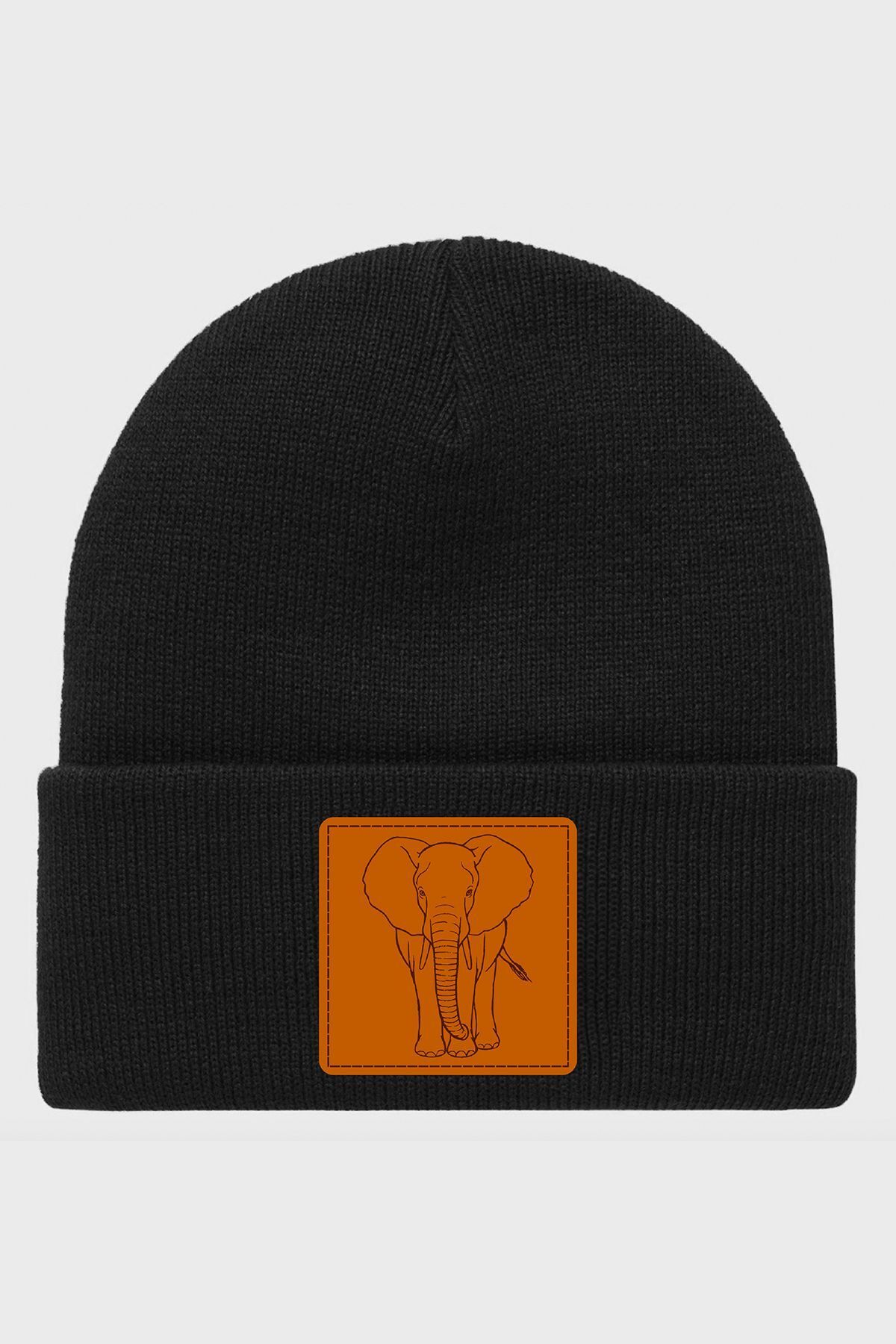 Luigan Deri Etiketli Desen Basklı Basic Triko Bere Unisex