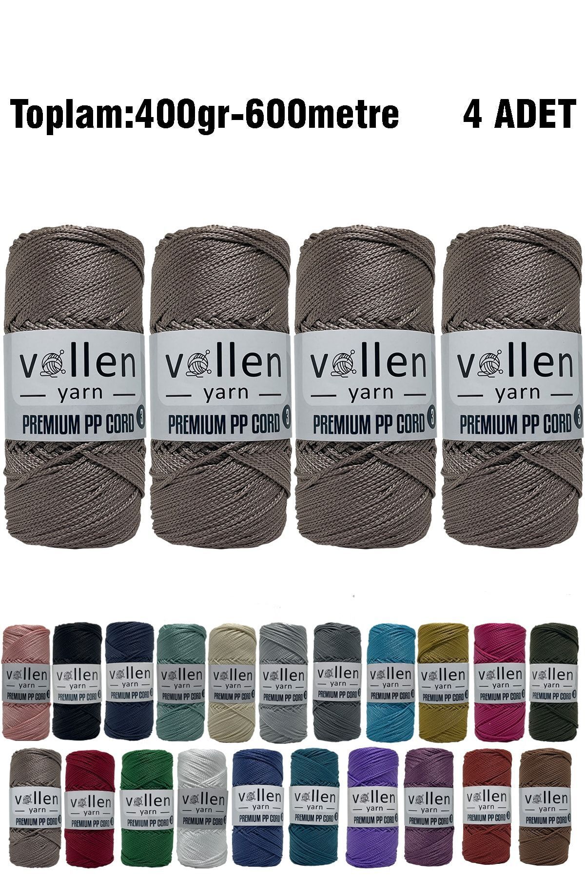 600m Polyester Makrome Ipi, Supla Ipi, Çanta Ipi, Bileklik Ipi,makrame,taş Rengi1.5mm-400gr