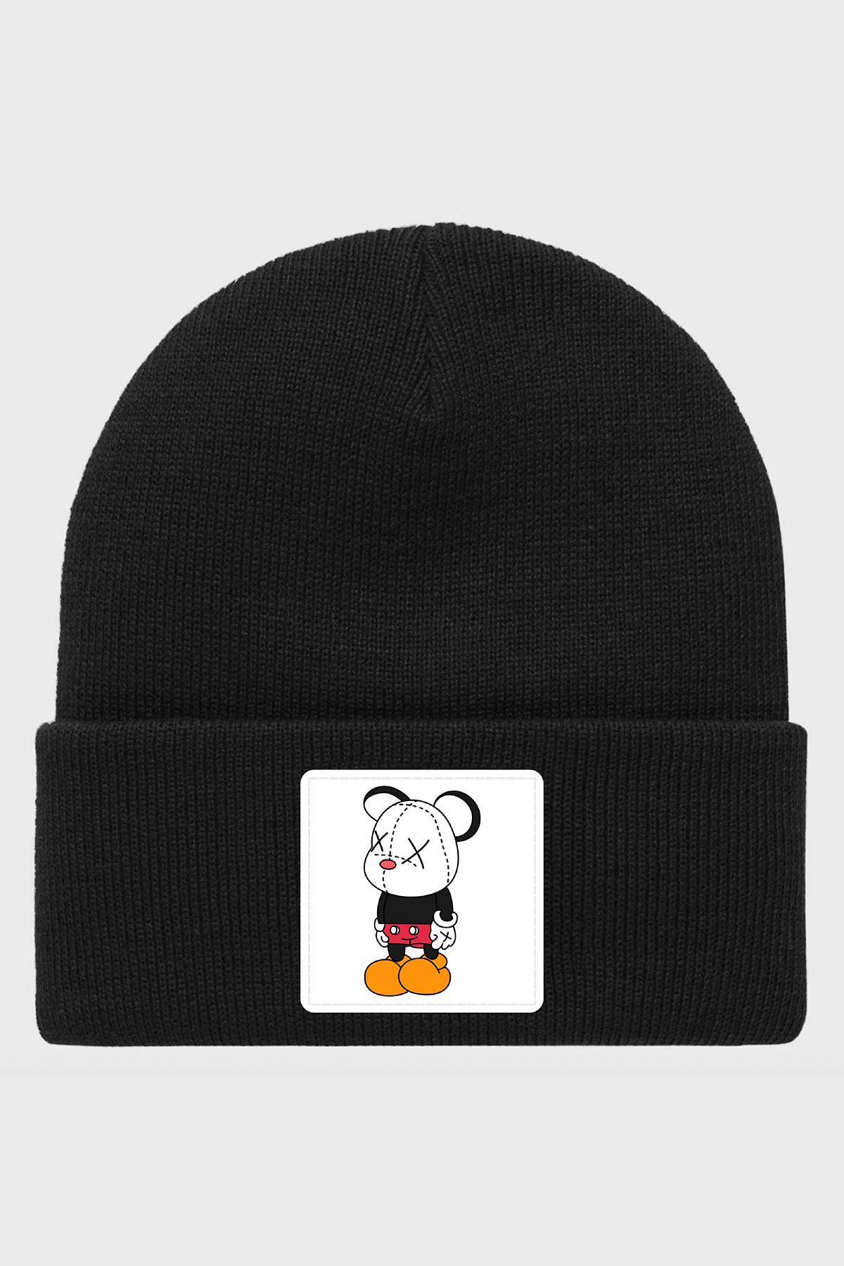 Luigan Deri Etiketli Desen Basklı Basic Triko Bere Unisex