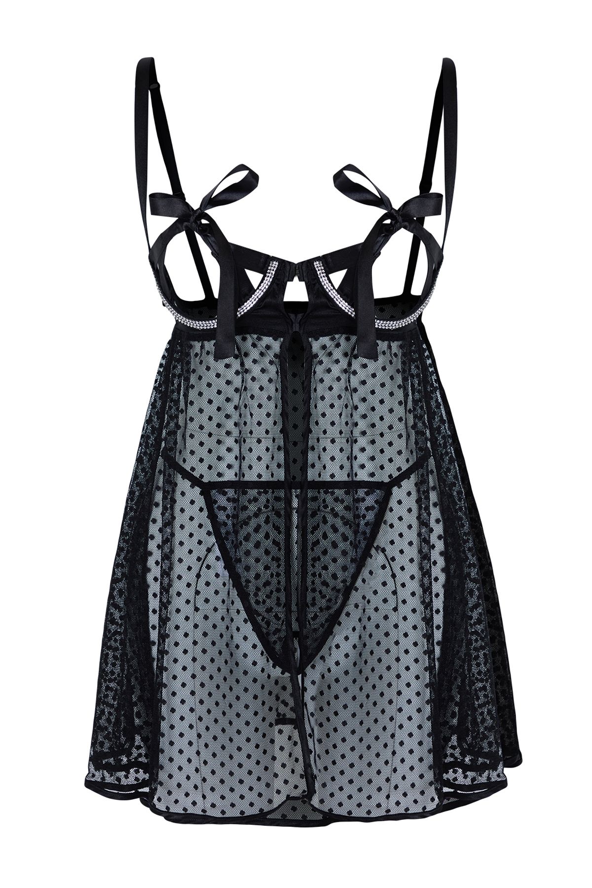 Trendyol Collection-Gestrickte Babydoll-Strumpfhose mit schwarzer Spitze und Steindetails – THMAW25LL00000 2