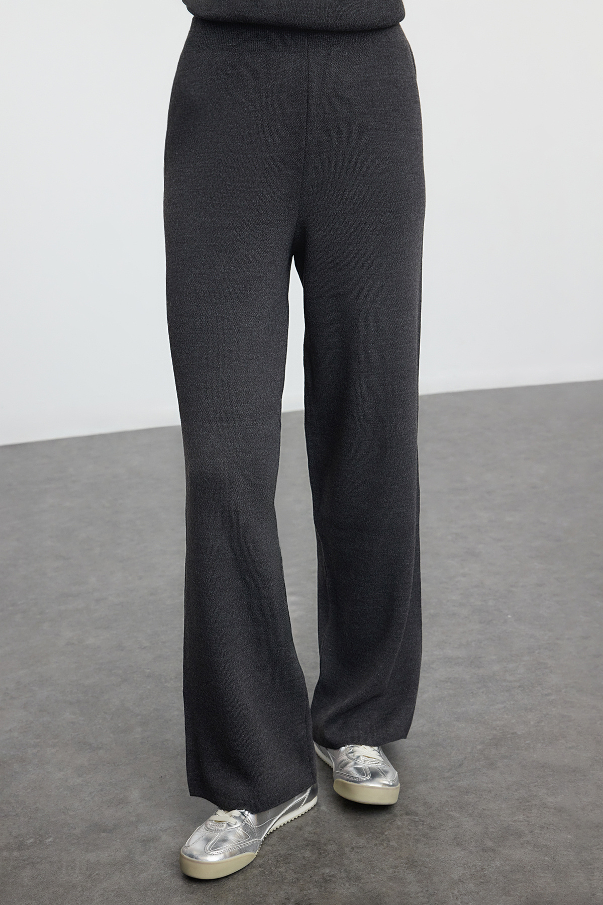 Trendyol Modest-Anthracite Knitwear Top and Bottom Set - Button Detailed TCTAW24US00042 4