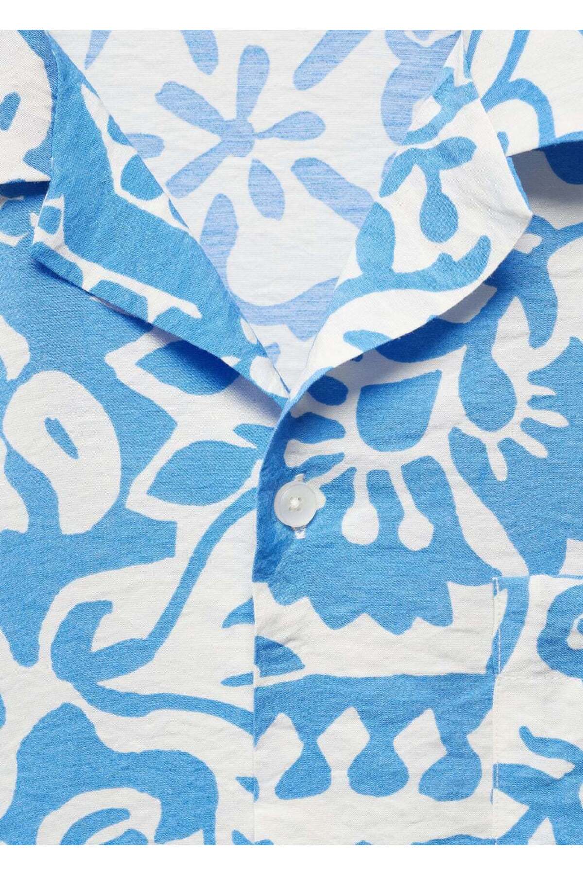 پیراهن مردانه آبی MANGO Man | 67067690 اورجینال - تصویر 6