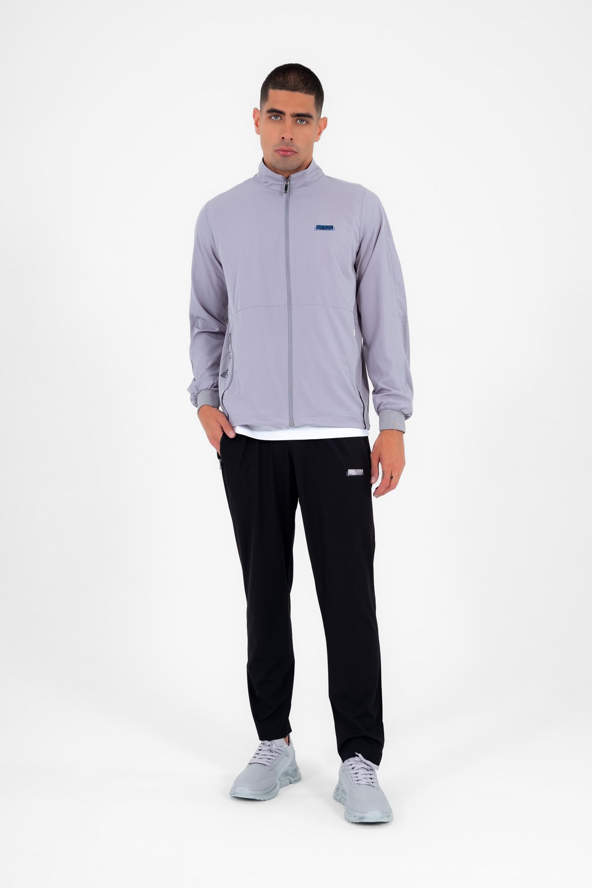 ست گرمکن ورزشی مردانه یقه ORTAK GREY LYCRA BREATHING 4 POCKET SUMMER SLIMFIT TRACKSUIT تیم 6943 Escetic