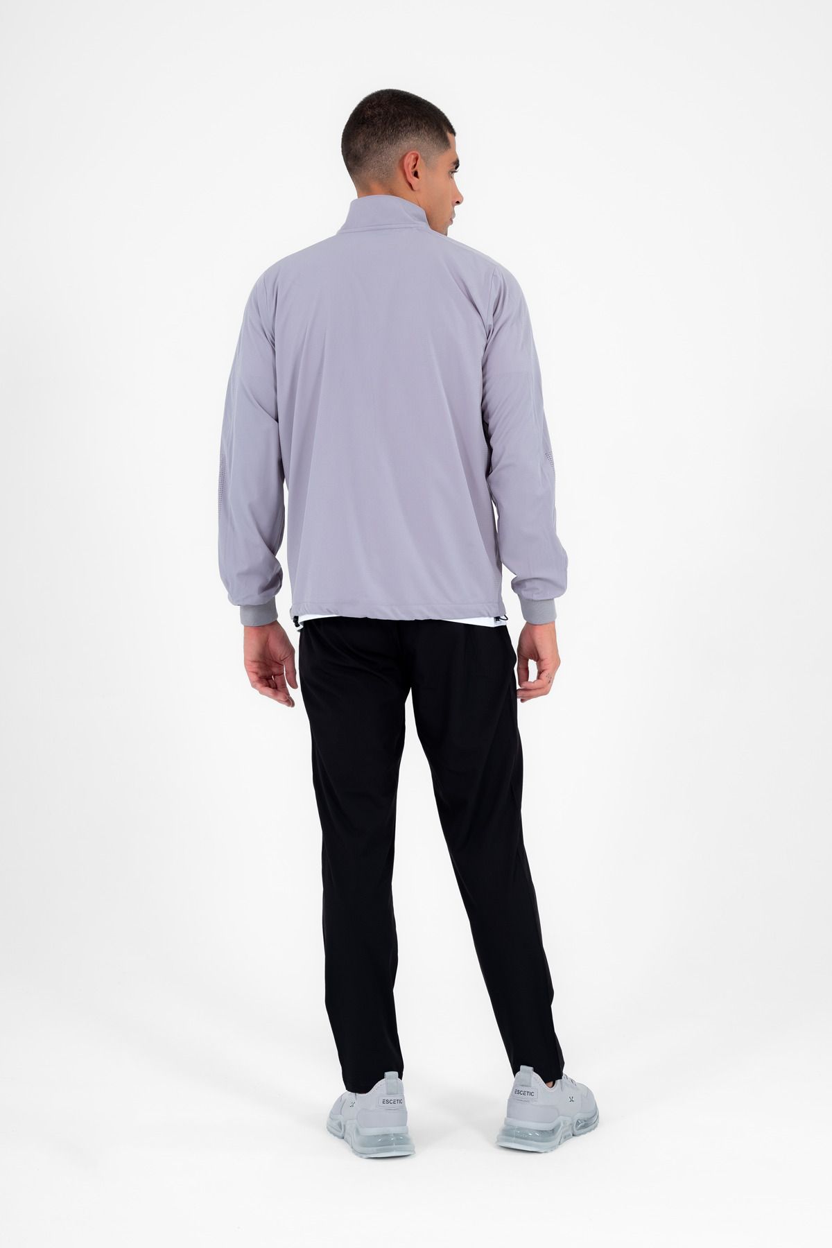 ست گرمکن ورزشی مردانه یقه ORTAK GREY LYCRA BREATHING 4 POCKET SUMMER SLIMFIT TRACKSUIT تیم 6943 Escetic