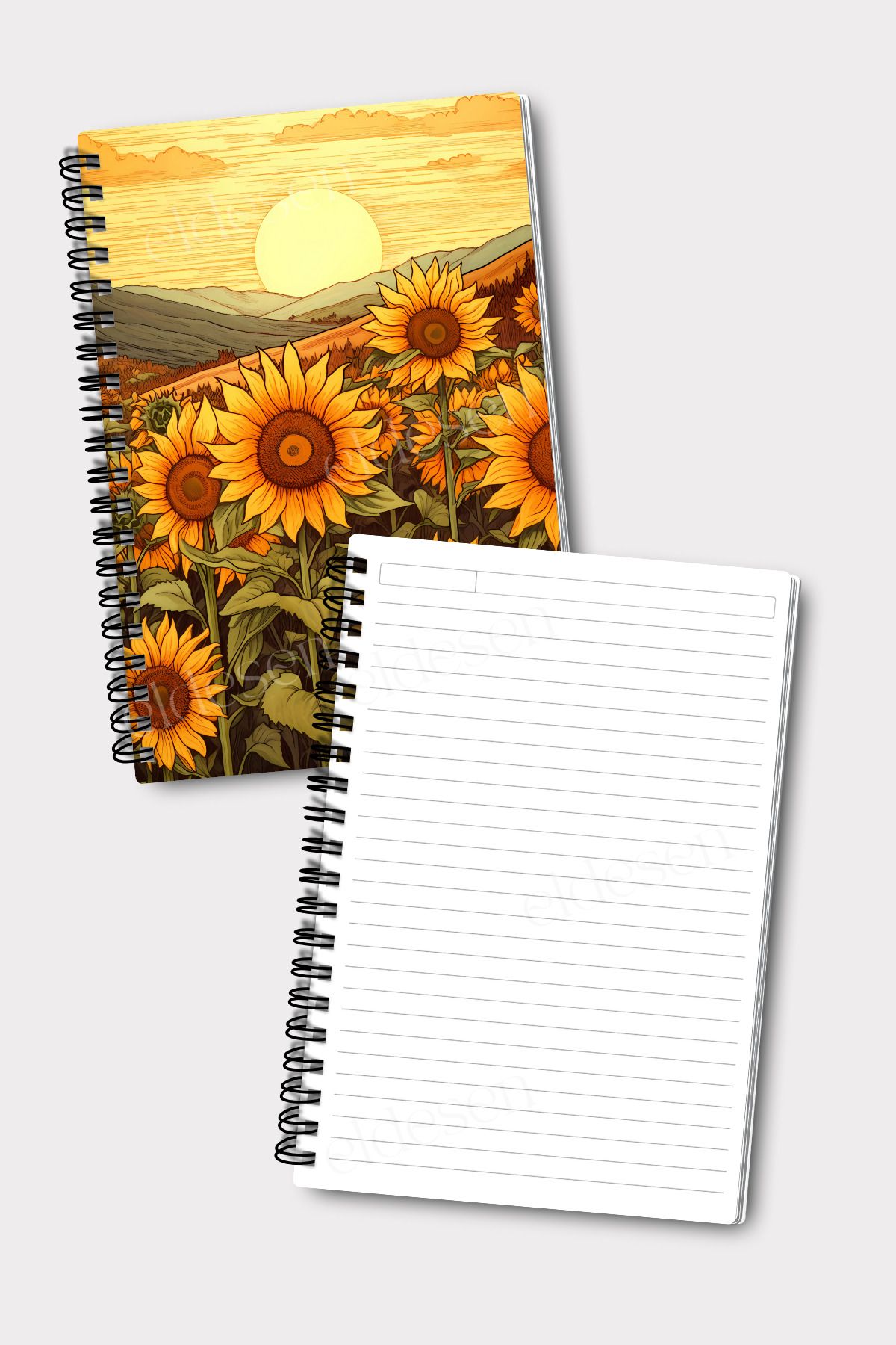 Eldesen Tasarım-A5 Size Set of 4 - Spiraled Lined School Notebook, 50 Sheets 100 Sheets 3