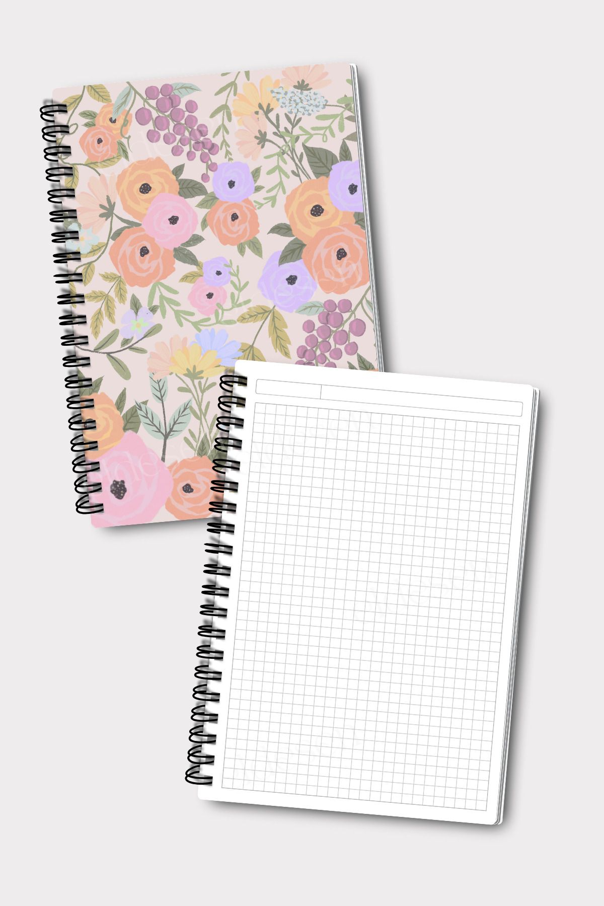 Eldesen Tasarım-A5 Size 50 Sheets 100 Pages - Checked and Lined 2-Piece Notebook Set 5