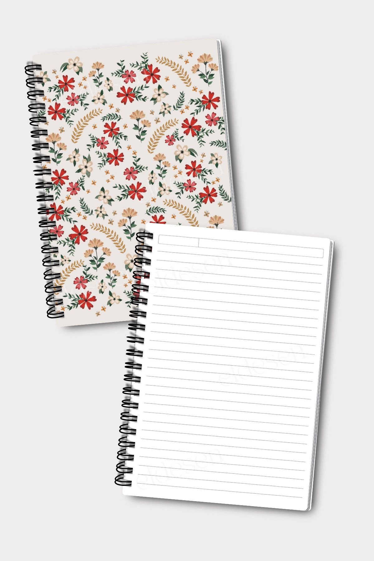 Eldesen Tasarım-A5 Size Set of 4 - Spiraled Lined School Notebook, 50 Sheets 100 Sheets 6