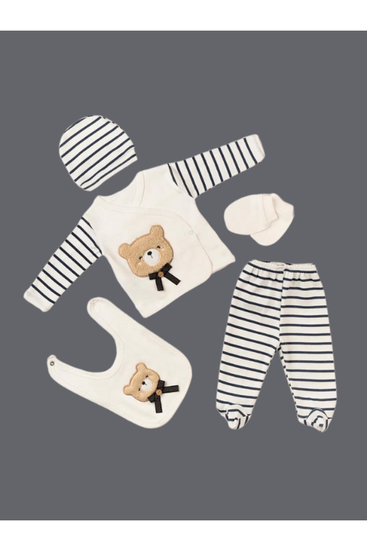 ست نوزادی پسرانه – دخترانه آبی سرمه ای baby kids colors | BKCSÜZENELÜKS5'Lİ01 اورجینال - تصویر 5