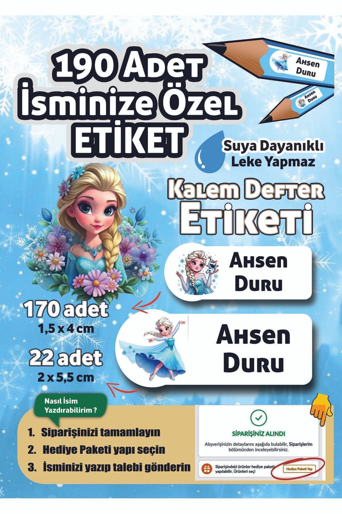 Joyygift-Frozen Elsa and Frozen Name Writable Notebook and Sticker Set - Pen and Book 1