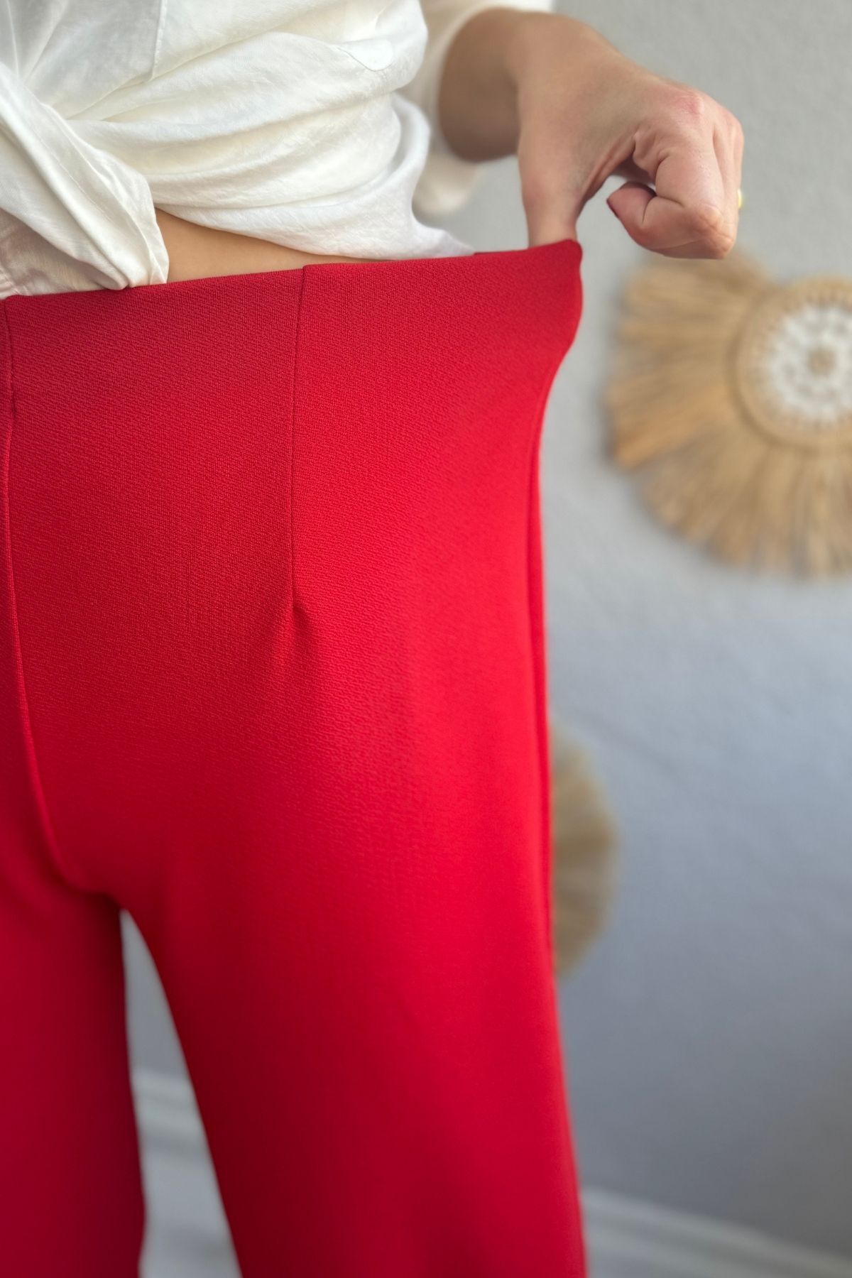 lady special-Women's Elastic Waist Collar Detailed Lycra Balloon Trousers 3