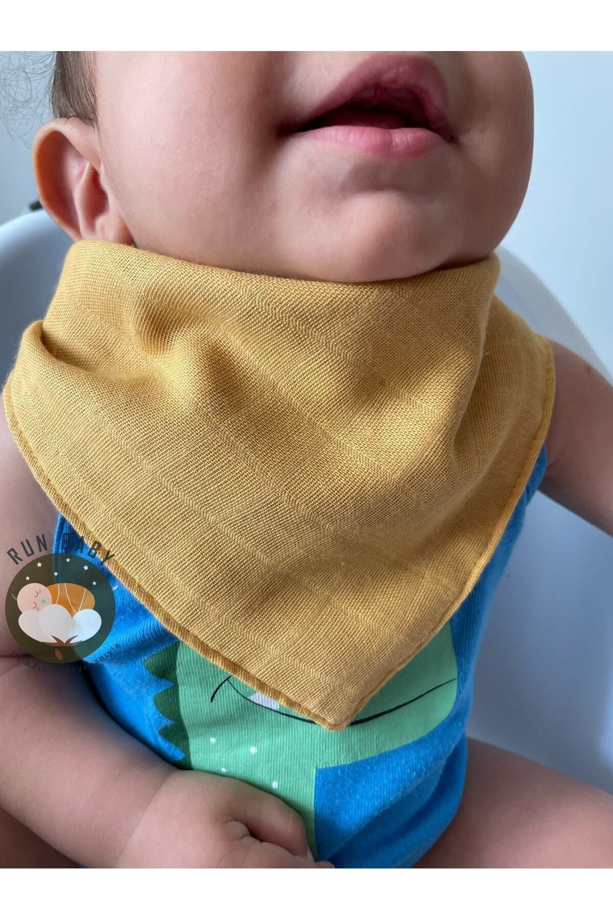 runbaby Run Baby Pamuk Müslin Kumaş Iki Çıtçıtlı Bebek Salya Önlük & Fular (4 ADET) fotoğrafı 3 (önizleme)