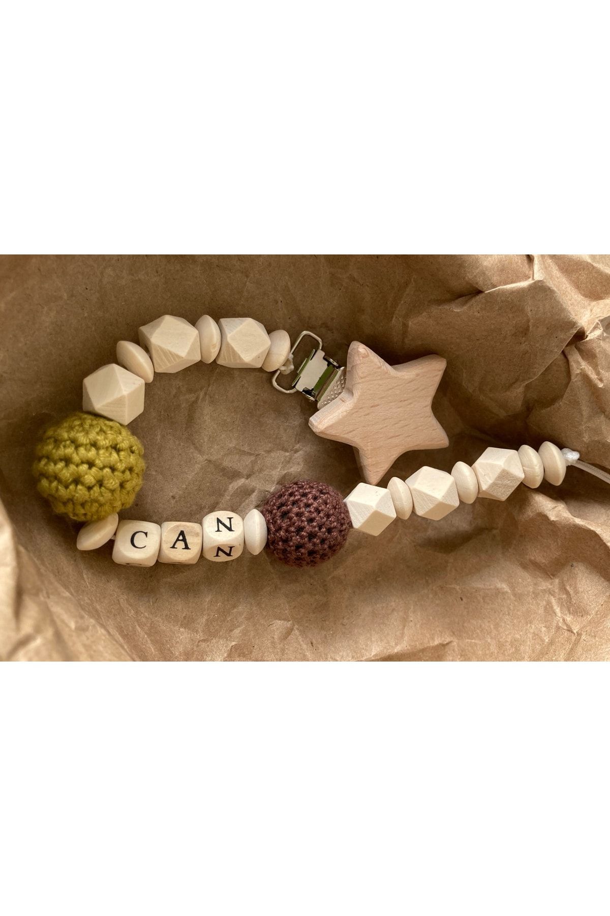 tiny wood-Pacifier Chain - Design with Name 3