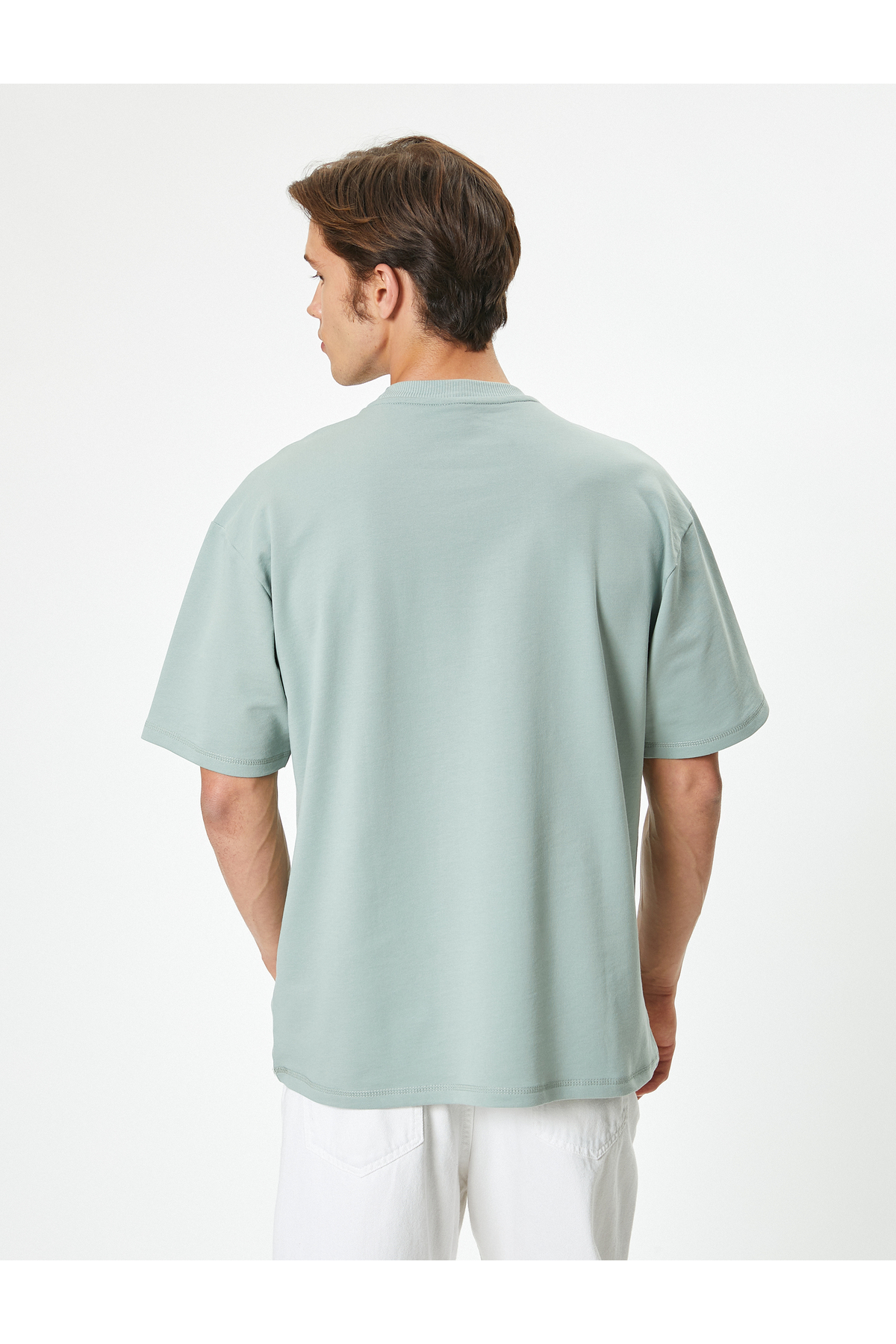 تیشرت مردانه سبز کوتون | 4SAM10874HK اورجینال - تصویر 4