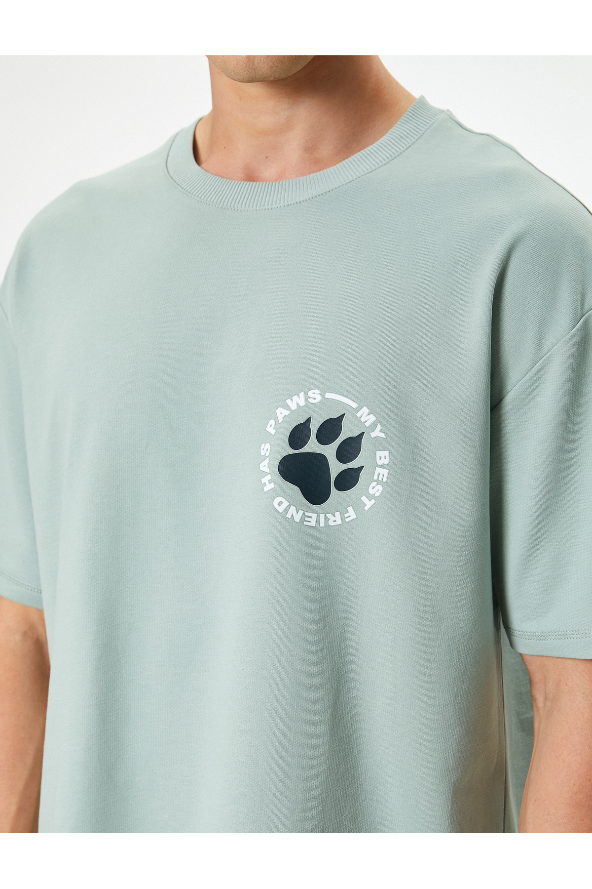 تیشرت مردانه سبز کوتون | 4SAM10874HK اورجینال - تصویر 5