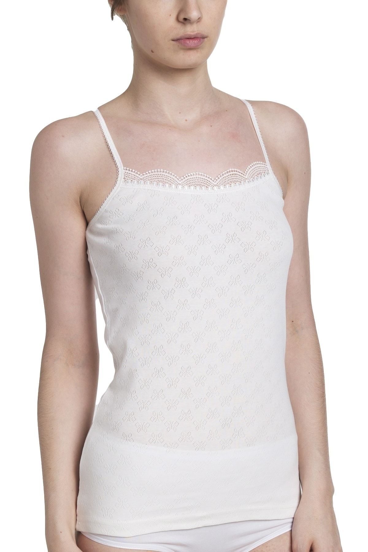 FSM1453 Tricou Pentru Femei Din Bumbac Cu Curele Din Frânghie Cu Nervuri -2166 Femeie - M