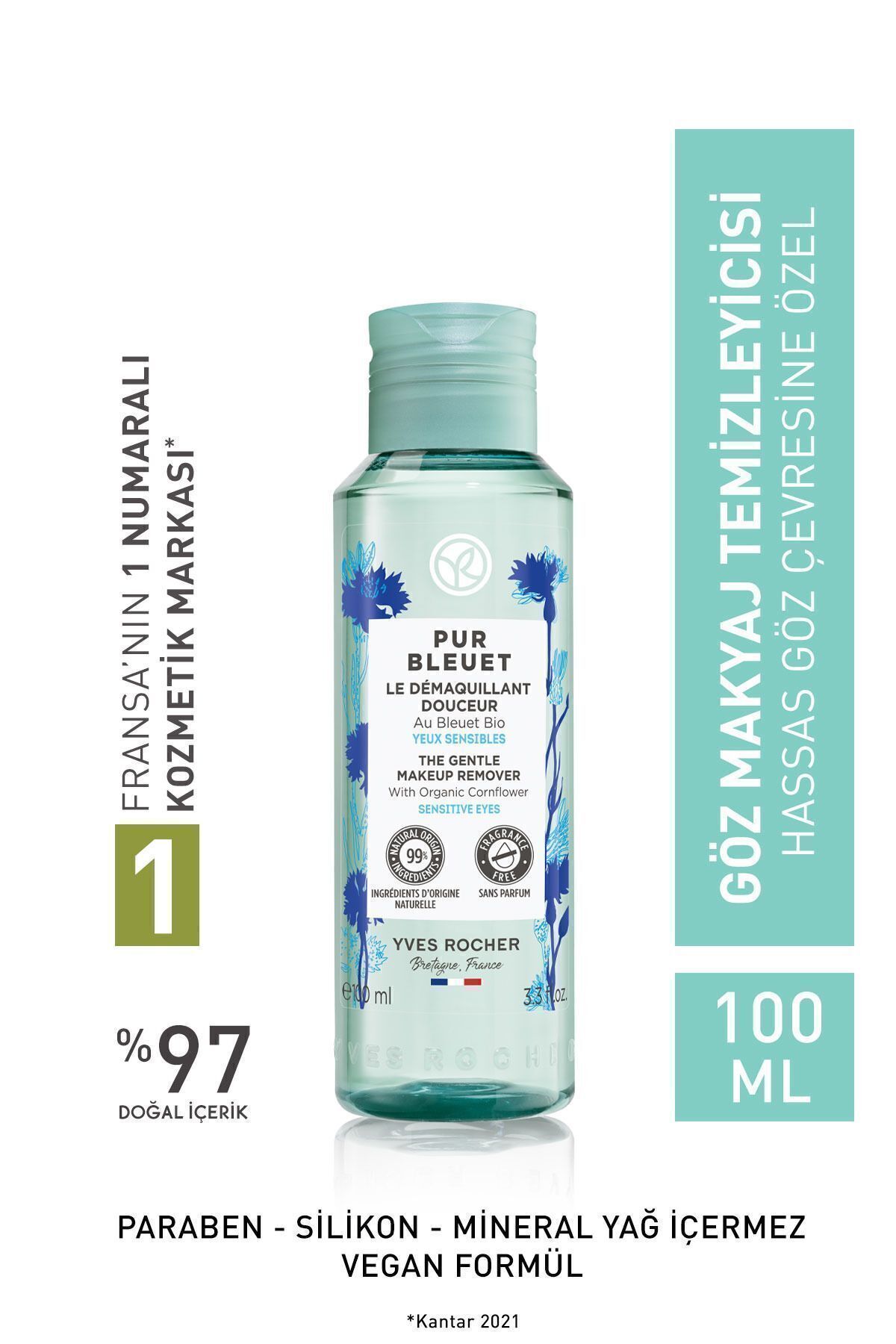 Yves Rocher Hassas Ciltler Için Göz Makyaj Temizleyici-100 ml + Isana Disk Pamuk