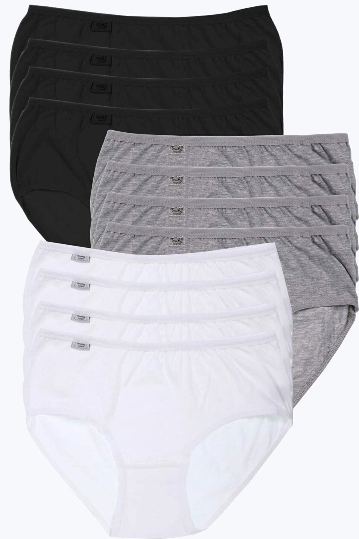 Tutku-Women's Black White Gray 12 Pack Lycra Bato Panties 1