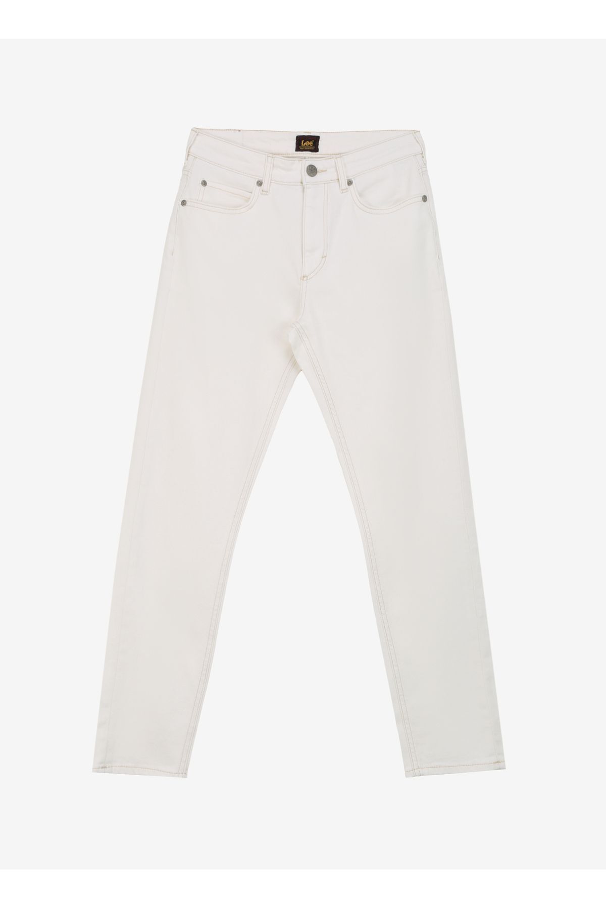 Lee  Slim Fit Dar Kesim Normal Bel Dar Paça %100 Pamuk Rider Kadın Ekru Jean Denim Kot Pantolon - Görsel 7