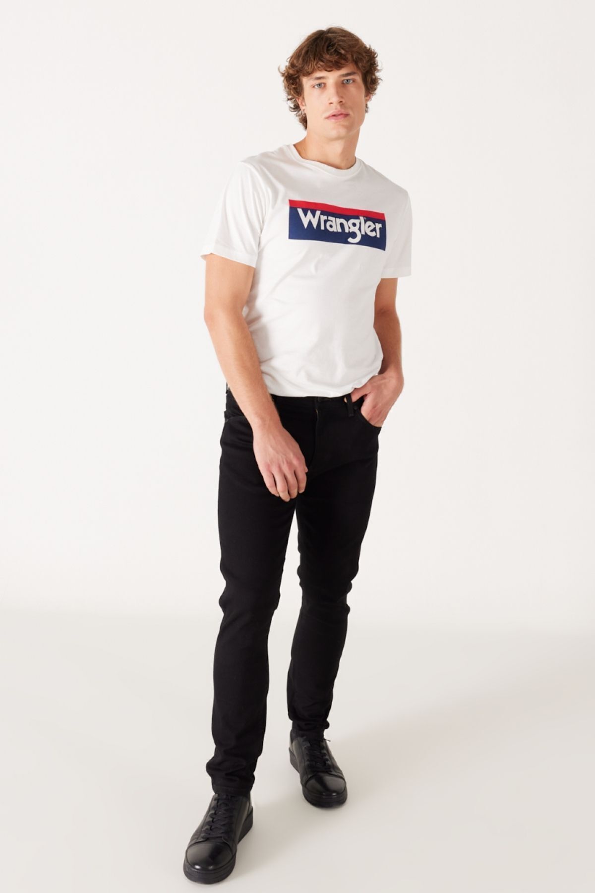 شلوار جین مشکی مردانه باریک و کمر انعطاف پذیر Wrangler