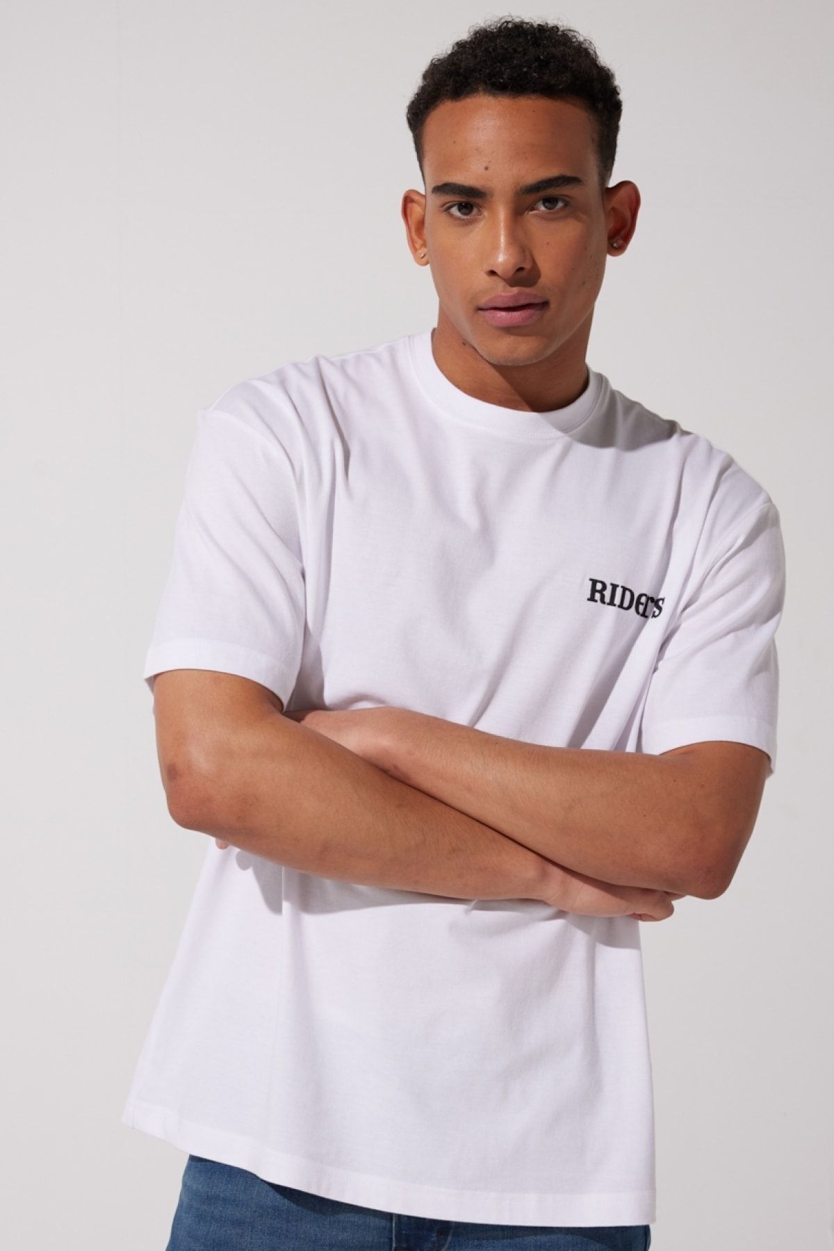 Riders by Lee-Bílé tričko Crew Neck 100% BavlnaLooseFit 4