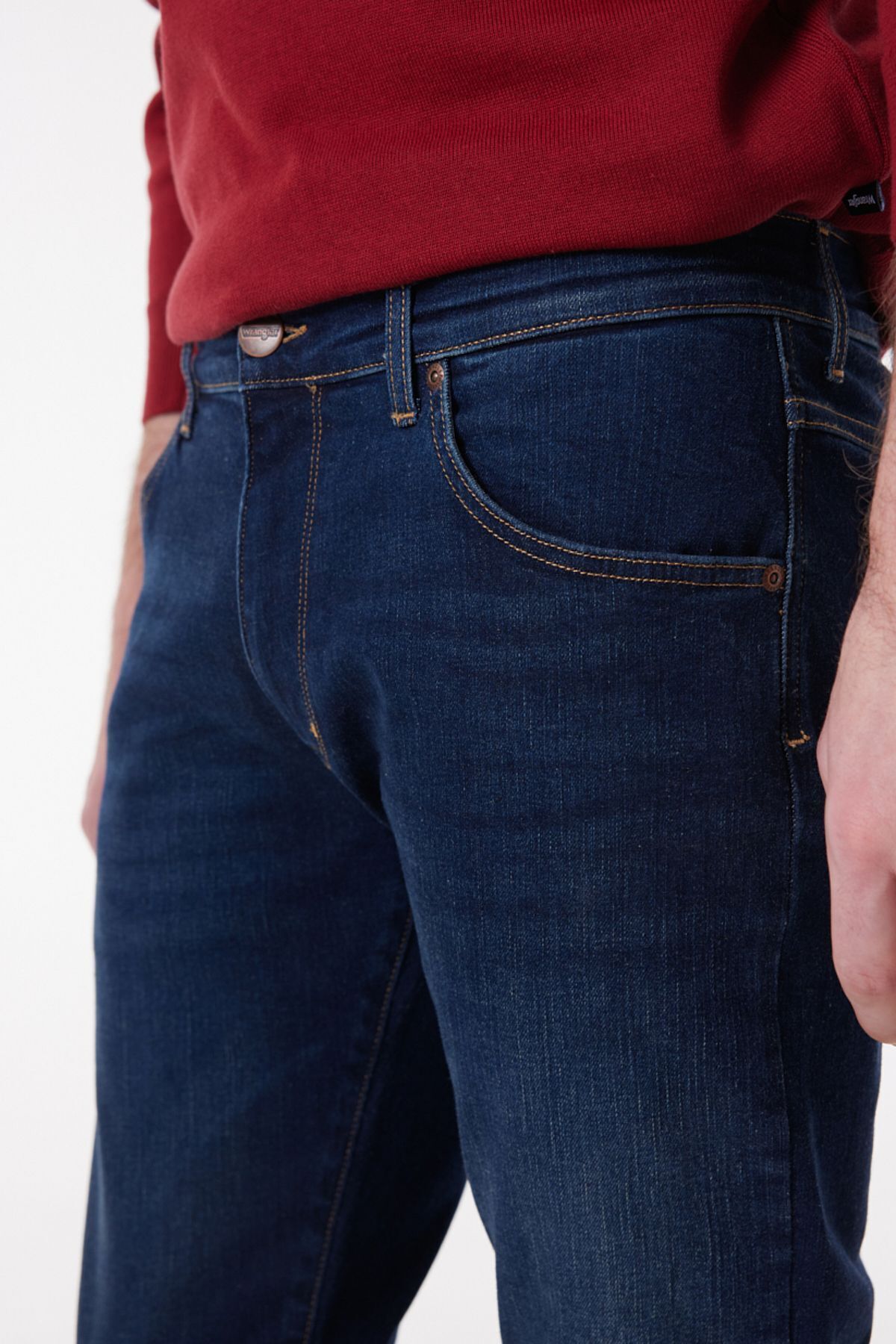 شلوار جین آبی مردانه LARSTON SLIM FIT BRAT BARD کمر کم باریک و انعطاف پذیر Wrangler
