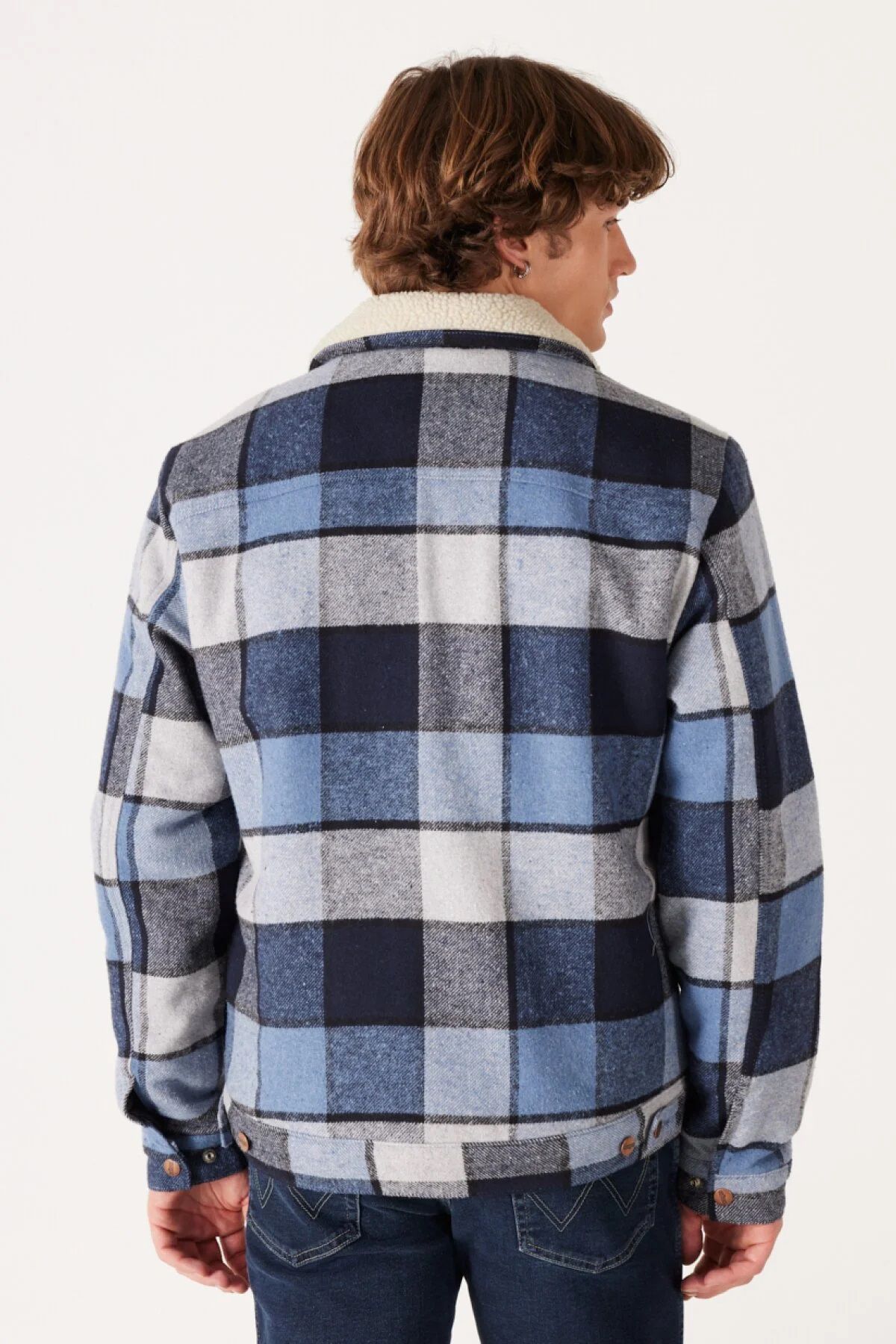 کت آبی مردانه ژاکت شل شیری w4e0xz84z اورجینال Wrangler