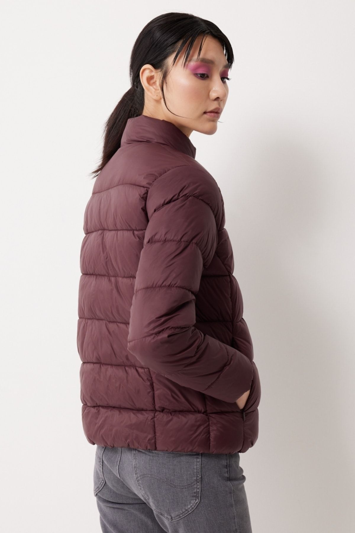 Lee  Regular Fit Normal Kesim Dik Yaka Mor Şişme Mont - Görsel 4