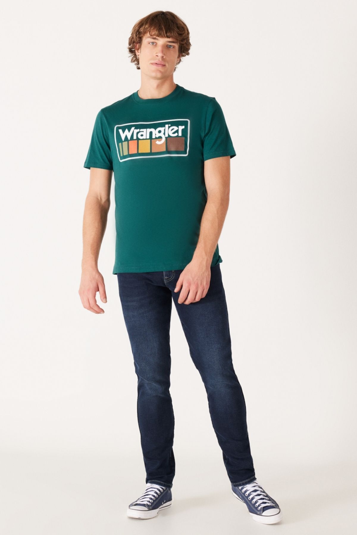 تی شرت سبز مردانه یقه دوچرخه برش معمولی 100 ٪ پنبه Wrangler