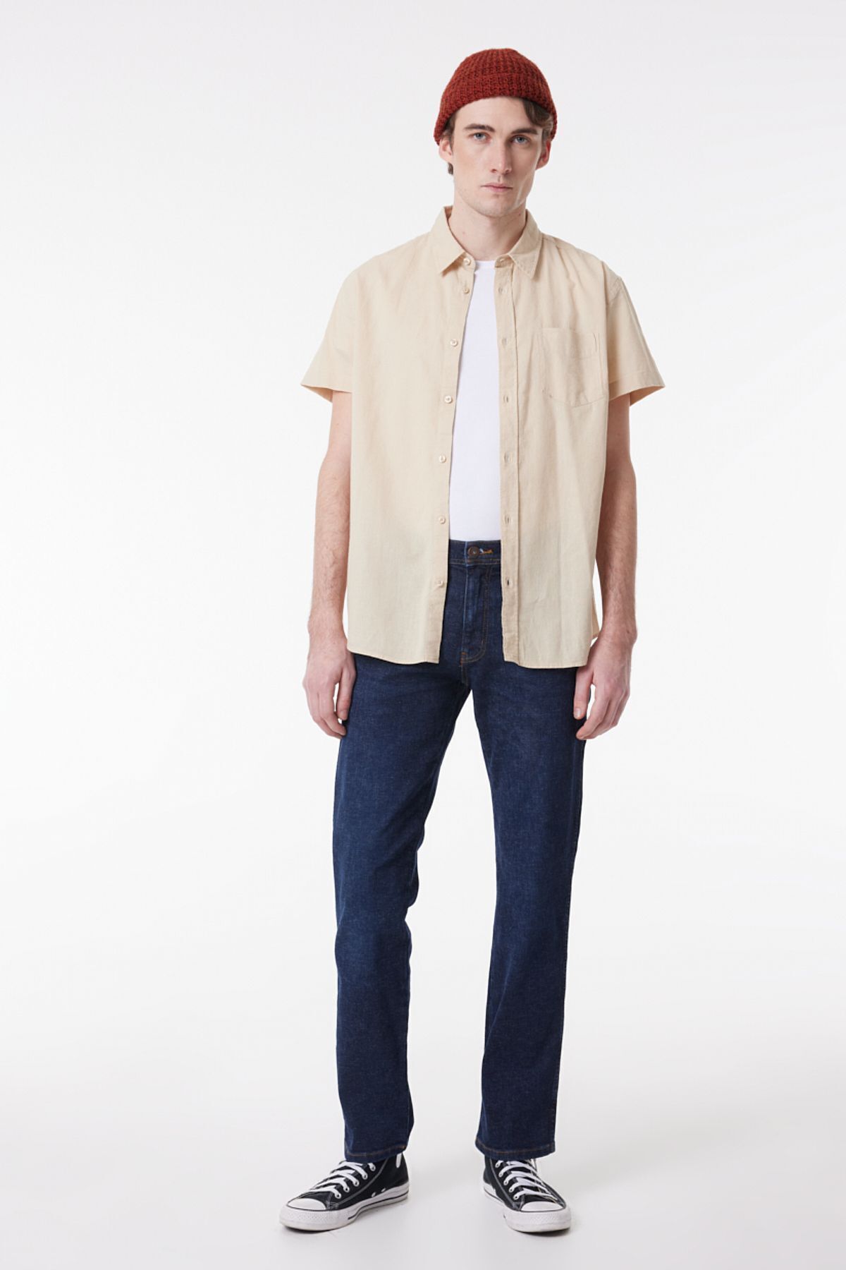 پیراهن / بلوز دکمه دار نود مردانه بژ آستین کوتاه معمولی مناسب و Wrangler