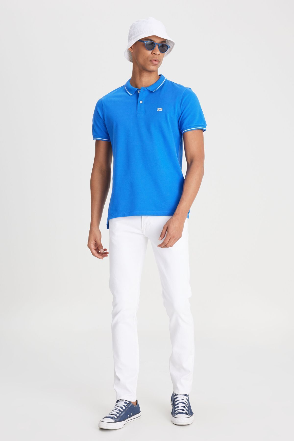 شلوار جین سفید مردانه Luke Slim Fit معمولی کش دار کمری Lee