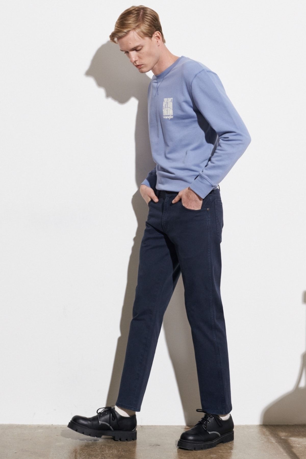 شلوار جین آبی مردانه كش دار كشش كمر معمولي سرمه اي اصيل تگزاس Wrangler