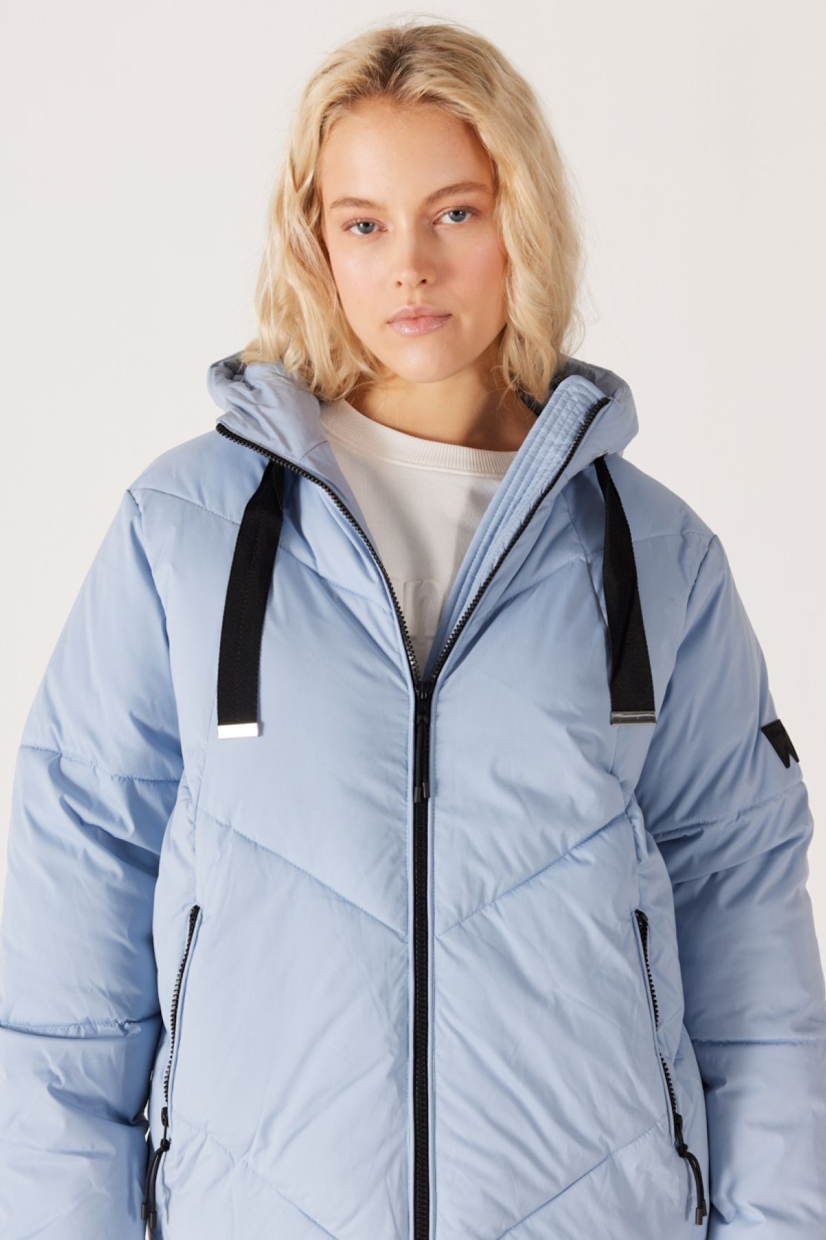 Wrangler Light Blue Hooded Relaxed Fit Puffer Jacket Trendyol