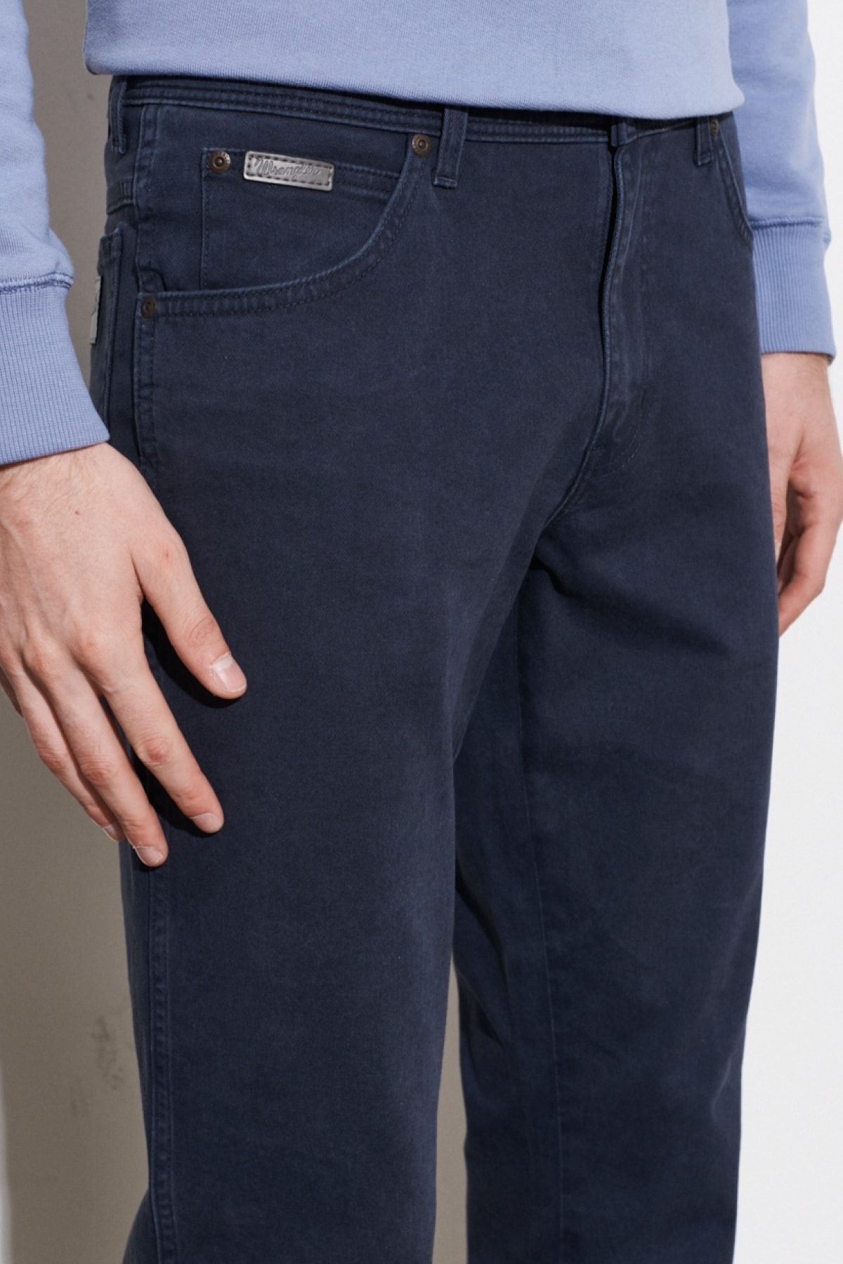 شلوار جین آبی مردانه كش دار كشش كمر معمولي سرمه اي اصيل تگزاس Wrangler