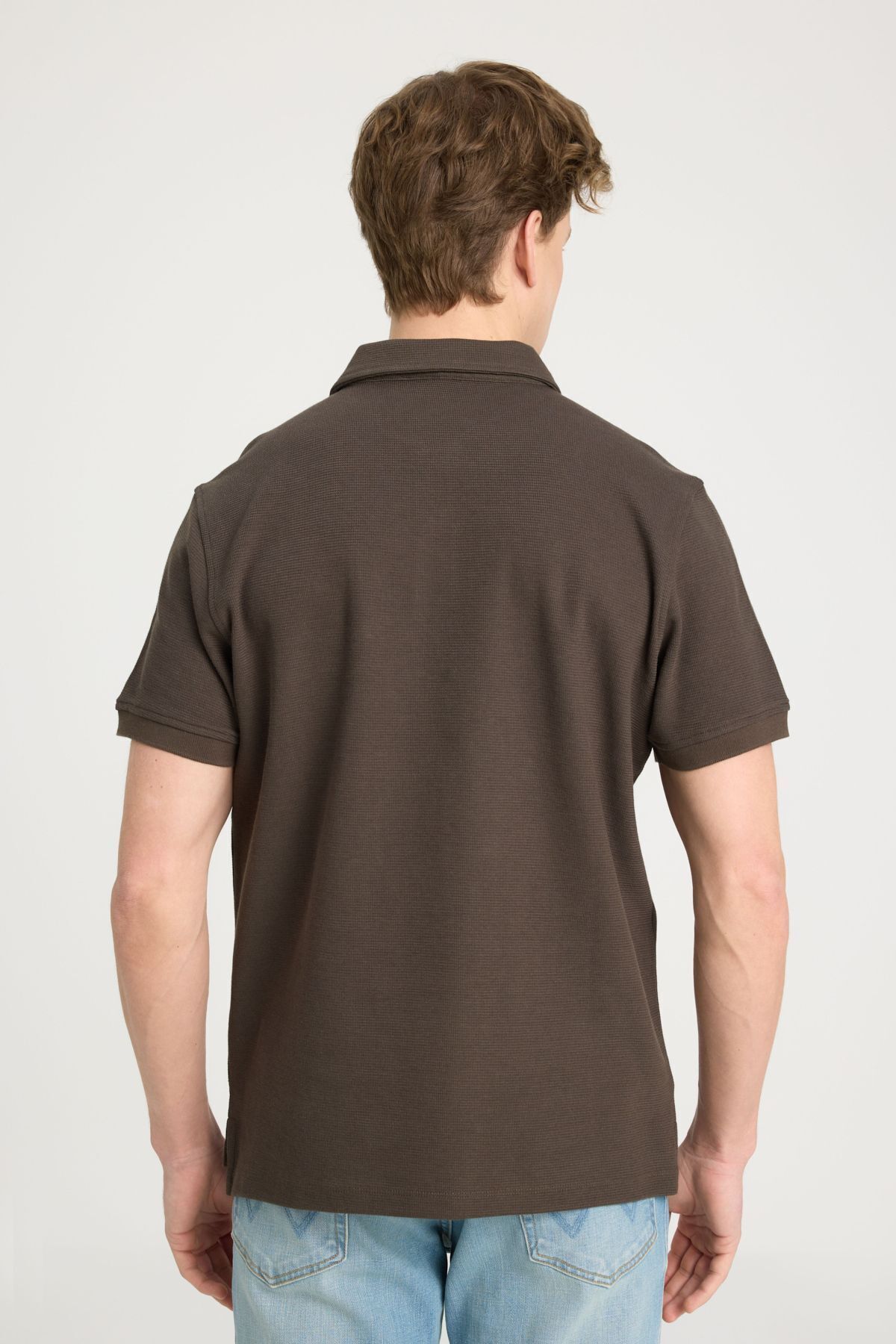 تی شرت یقه پولو سبز مردانه به طور منظم مناسب و معمولی برش خاکی yaka t shirt Wrangler