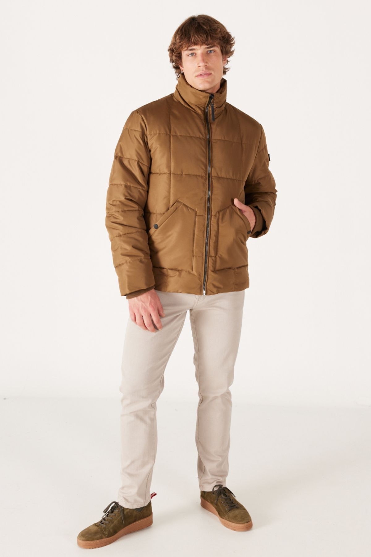 کاپشن چند رنگ مردانه به طور منظم کت و شلوار معمولی برش شتر مناسب Wrangler