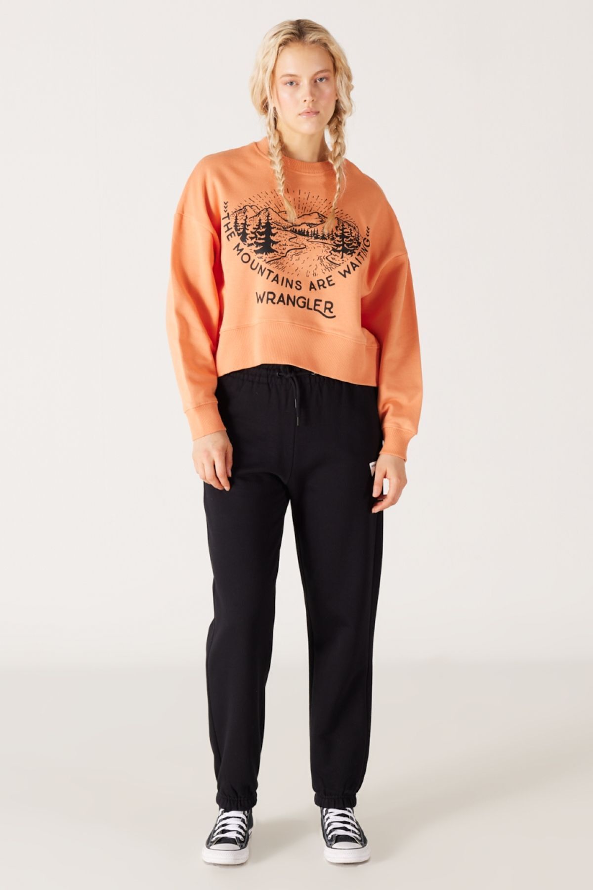 Wrangler  Relaxed Fit Geniş Kesim Içi Polarlı Bisiklet Yaka Turuncu Sweatshirt - Görsel 5