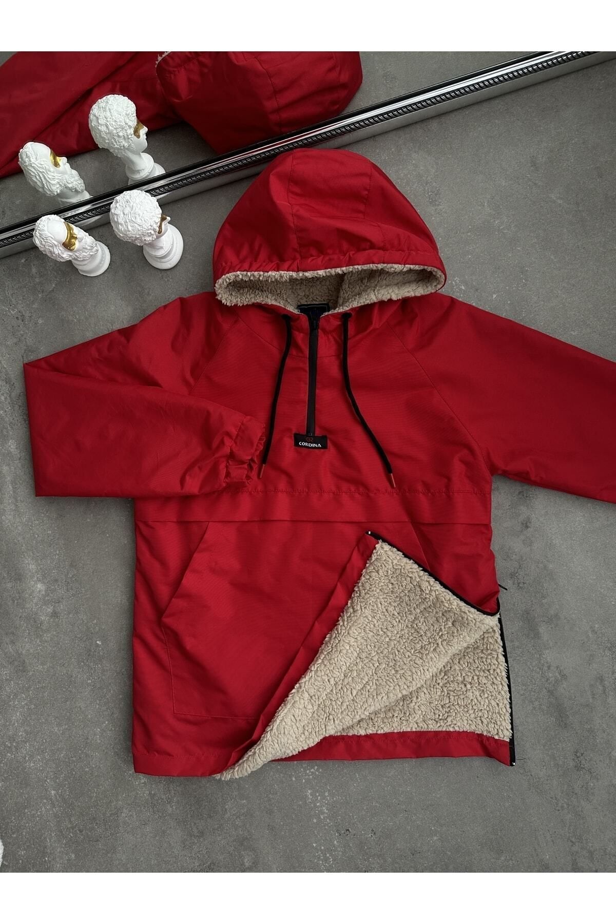 Waterproof Hooded Sweat Coat with Fur Lined Kangaroo Pocket