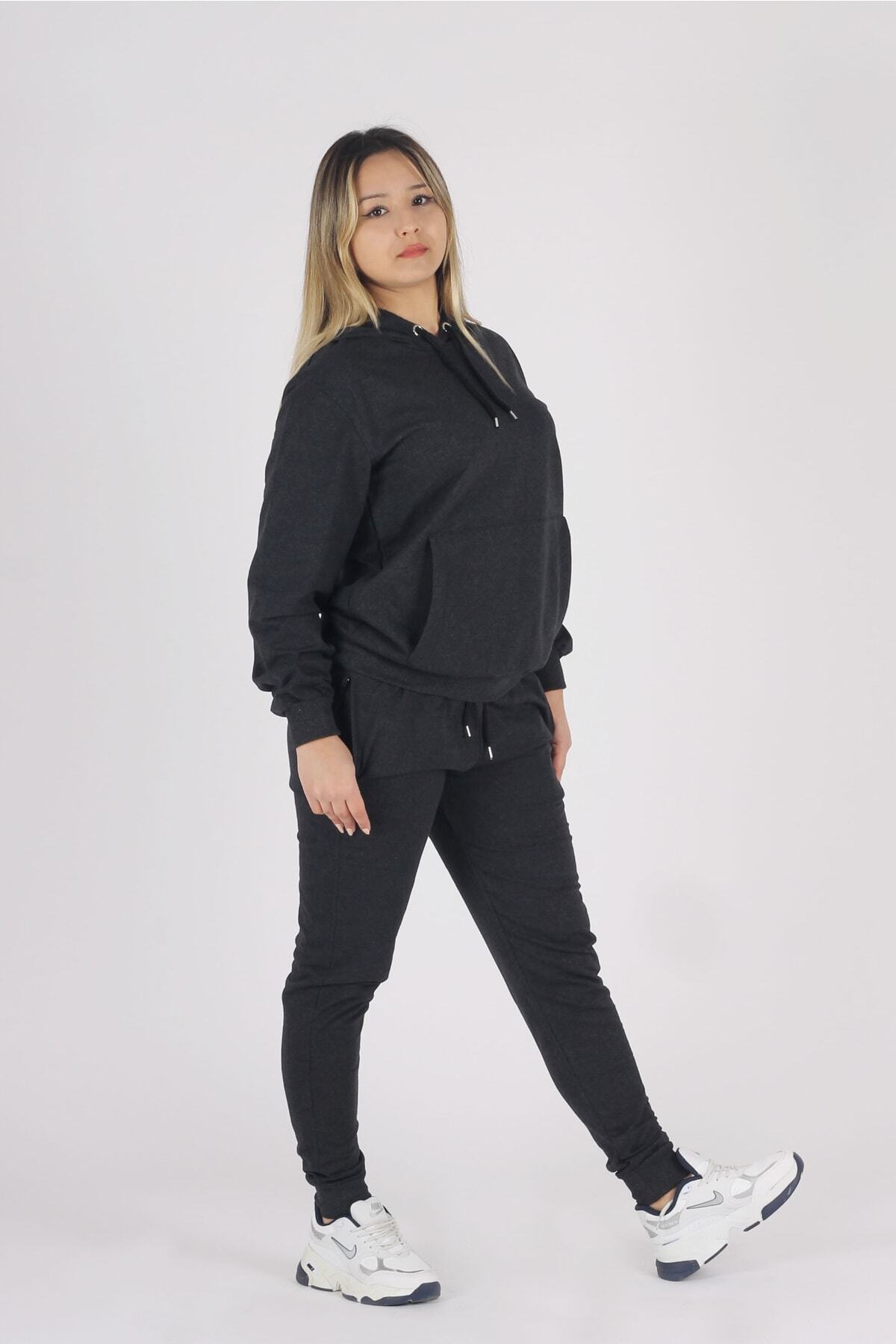 han elegant Kapucnis Kenguru Pocket 2 húros tréningruha szett elasztikus derékpánttal és zsinórral